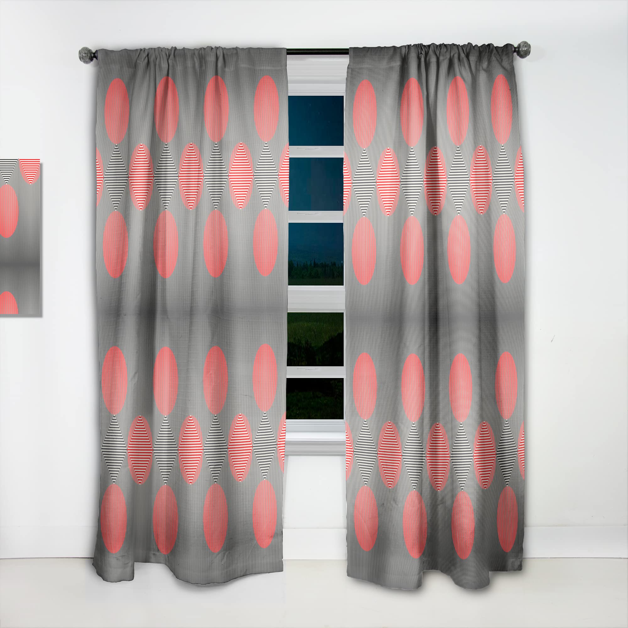DesignQ Modern Geometric Circle & Line Pattern Thermal Insulated Curtains - Single Panel 52x90 Inches - Blackout Drapes for Bedroom & Living Room - Perfect for Home Decor, Privacy & Energy Efficiency