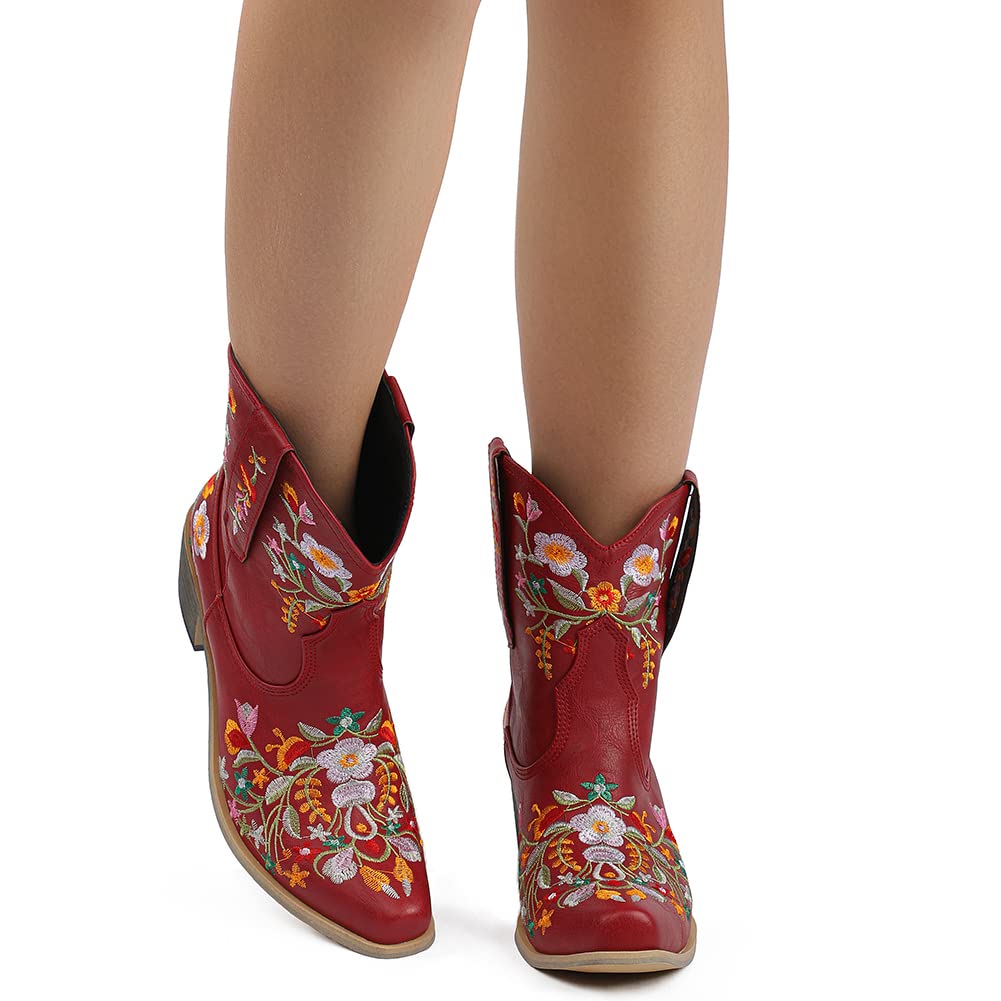 SO SIMPOK Women's Classic Cowgirl Boots - Retro Western Ankle Boots with Embroidered Design for Ladies | Perfect for Country Dancing, Rodeo Events & Western Fashion Outfits