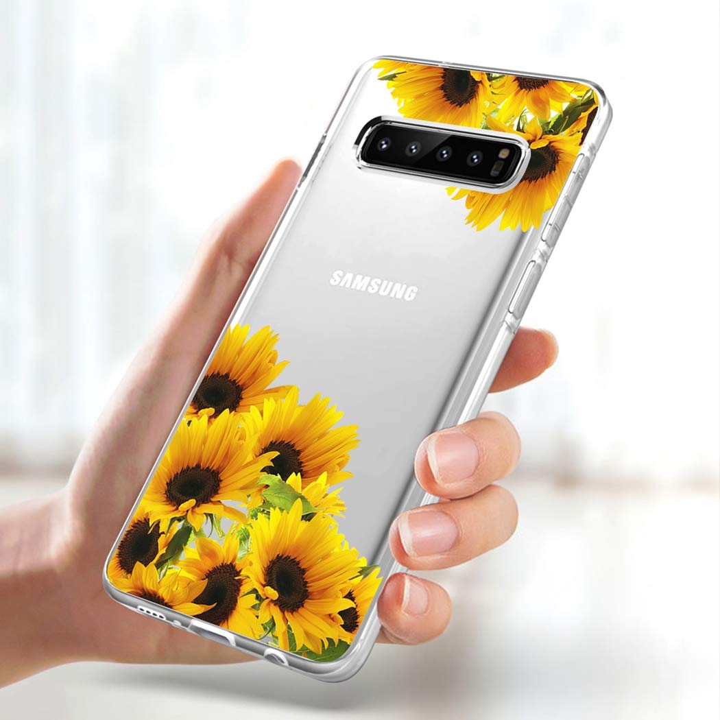 **Cute Clear Slim Shockproof Sunflower TPU Case for Samsung Galaxy S10 Plus - Protective Phone Cover for Girls, Durable & Stylish for Everyday Use**