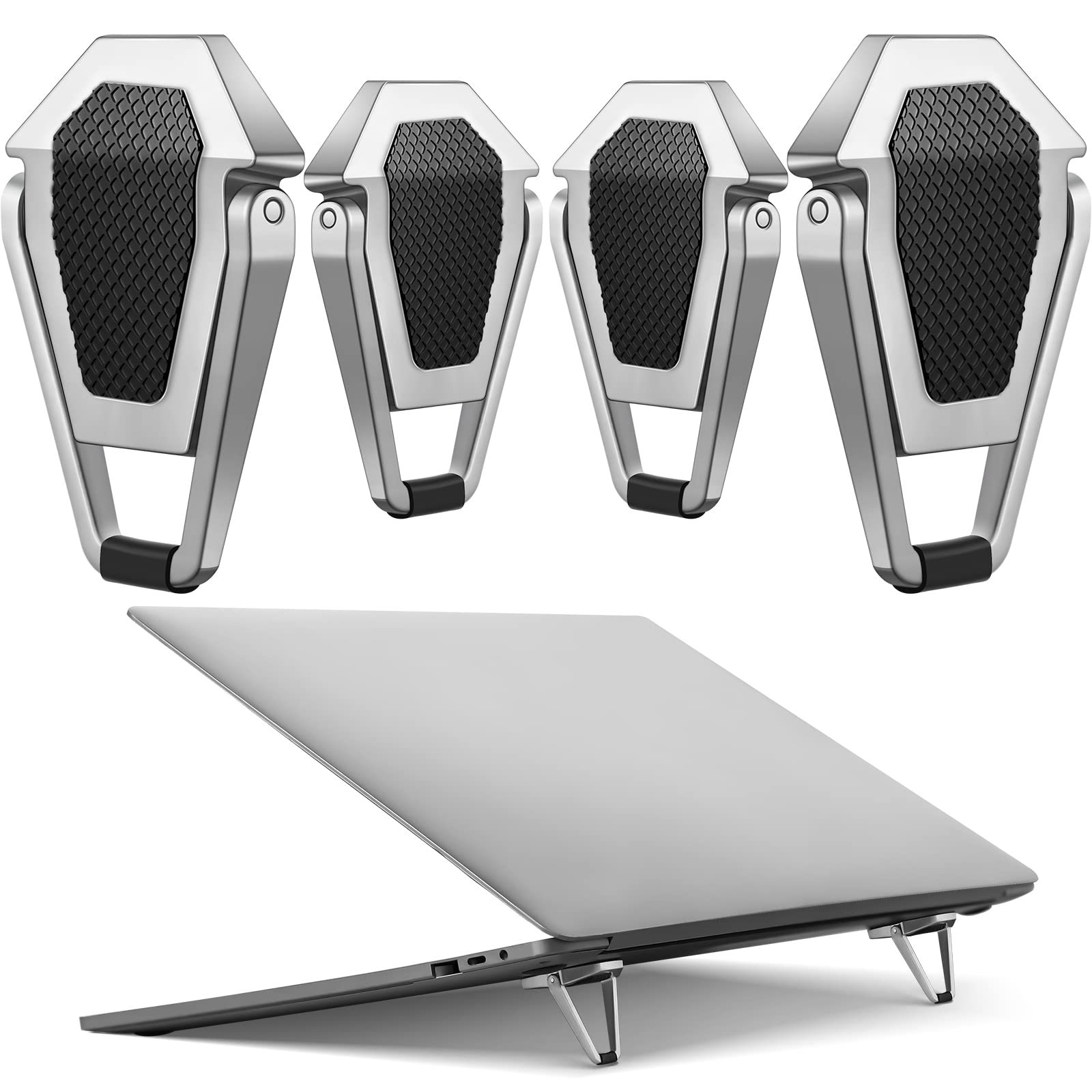 Konohan 4-Piece Portable Aluminum Keyboard Laptop Stand - Foldable, Adjustable, Lightweight Riser for 12-17 Inch Notebooks, Ideal for Home Office, Gaming, and Travel Use