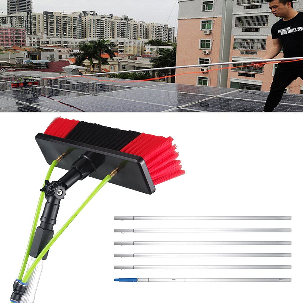 Solar Panel & Window Cleaning Kit - Water Fed Pole with Brush & Spray Washer for Outdoor Glass Cleaning - Perfect for Home, Office & Commercial Building Maintenance