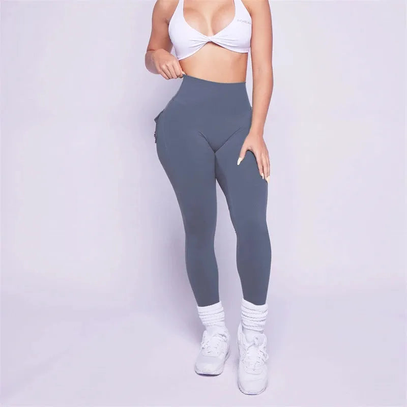 Pchee Bum Leggings 2023 - High Waist Yoga Pants with Pockets for Women - Workout Gym & Running Tights - Butt Lifting Peach Hips Design - Perfect for Yoga, Fitness & Casual Wear