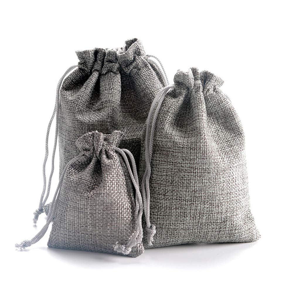 30 Pack Natural Burlap Drawstring Bags - 4 x 5.5 Inch Small Gift Pouches for Jewelry, Wedding Favors, Party Decor & DIY Crafts - Eco-Friendly Fabric Gift Bags for Bridal Shower, Baby Shower, Christmas & Holiday Gifting (Gray)