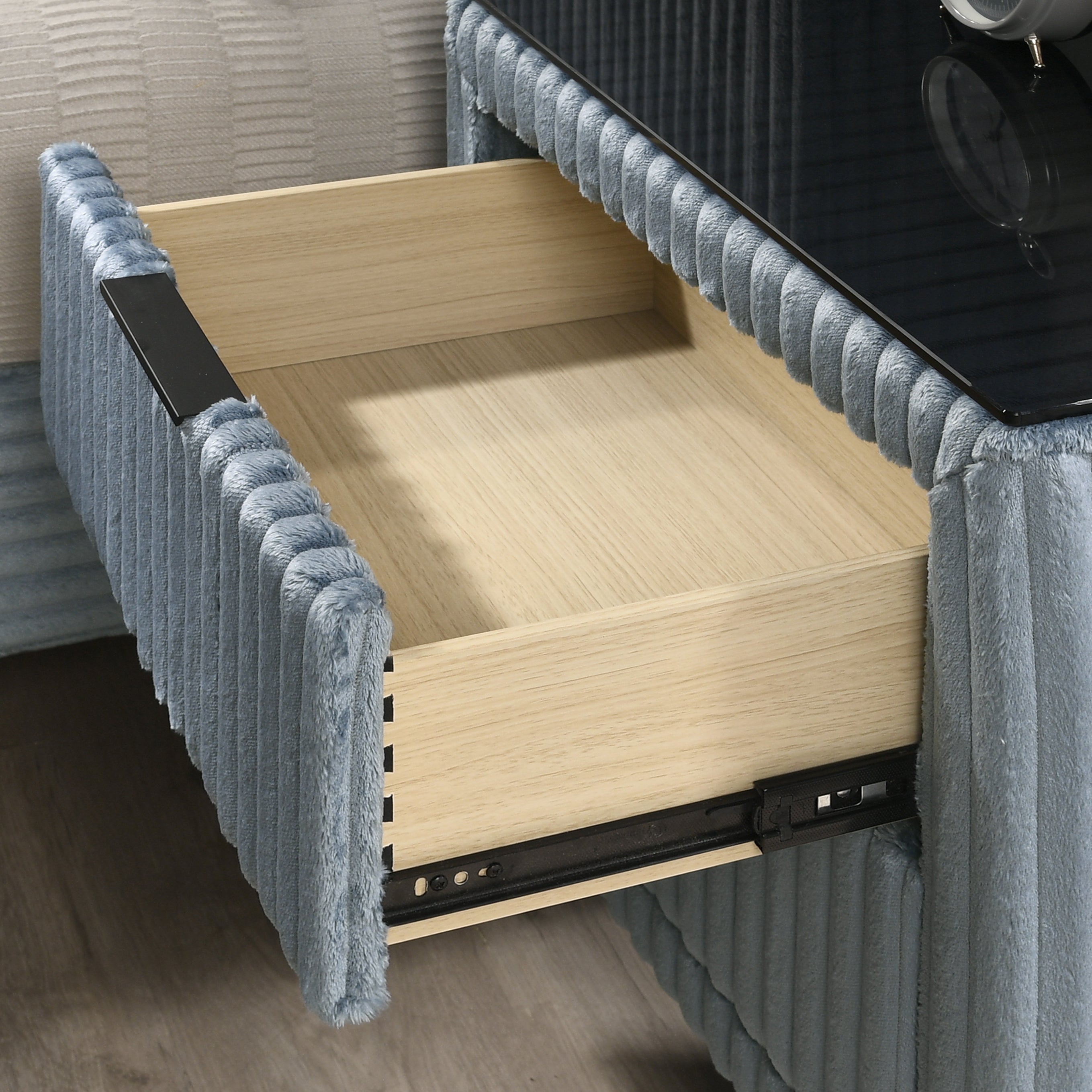 Roundhill Furniture Mavela Wide Wale Corduroy Upholstered Nightstand - Stylish Bedside Table for Bedroom Decor, Small Storage Cabinet with Drawer - Perfect for Modern, Farmhouse & Cozy Home Interiors