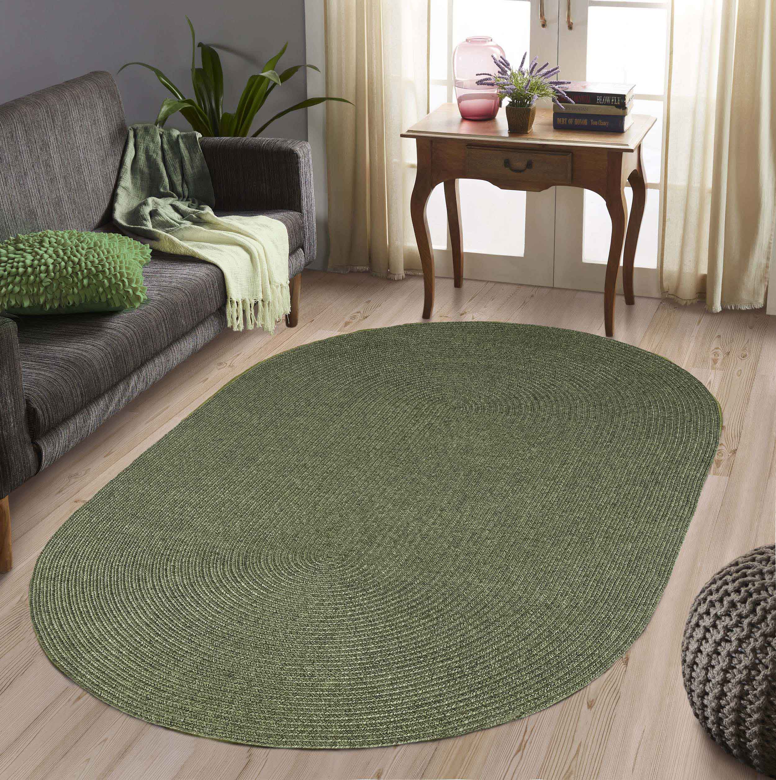 Classic Braided Area Rug - Non-Slip Indoor/Outdoor Oval Rug for Living Room, Bedroom, Patio & Deck - Soft & Durable Home Decor