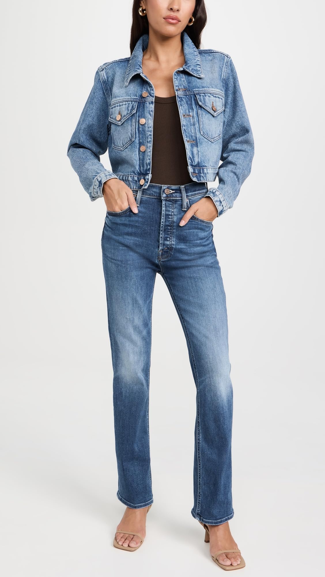 MOTHER Women's The Tripper High-Rise Flood Jeans - Distressed Denim for Casual Wear & Street Style Outfits
