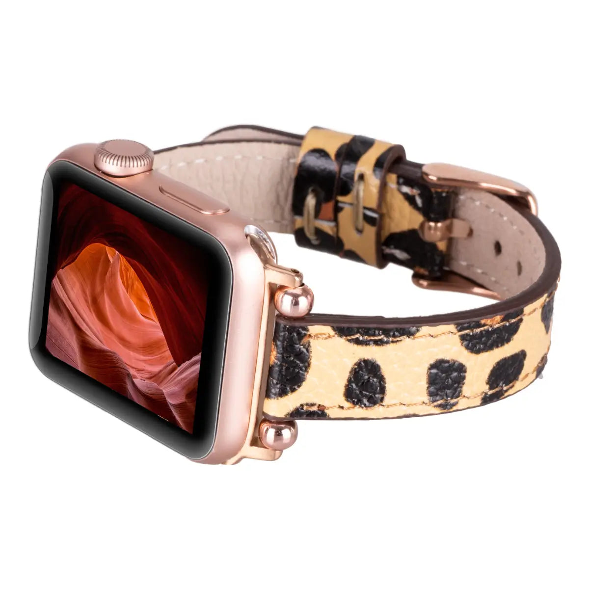 Leopard Print Genuine Leather Ultra Slim Apple Watch Band - Stylish & Durable Replacement Strap for Work, Gym & Everyday Wear