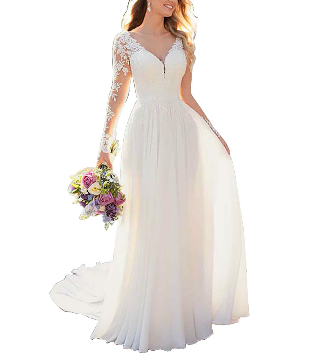 Elegant Lace A-Line Wedding Dress with Sweetheart Neckline - Chiffon Beach Bridal Gown for Romantic Outdoor Ceremonies & Destination Weddings