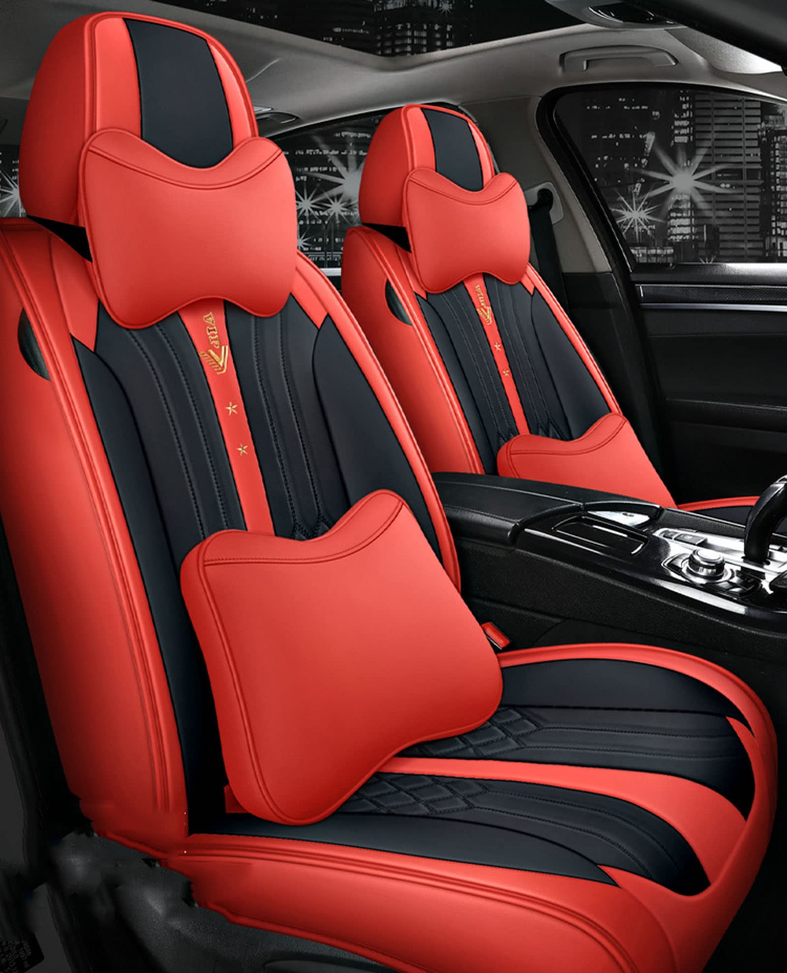 KEINXOW Universal Leather Car Seat Covers Full Set - Waterproof Synthetic PU Leather for Cars, SUVs & Trucks - Auto Interior Accessories for Men & Women - Perfect for Daily Commute, Road Trips & Vehicle Protection