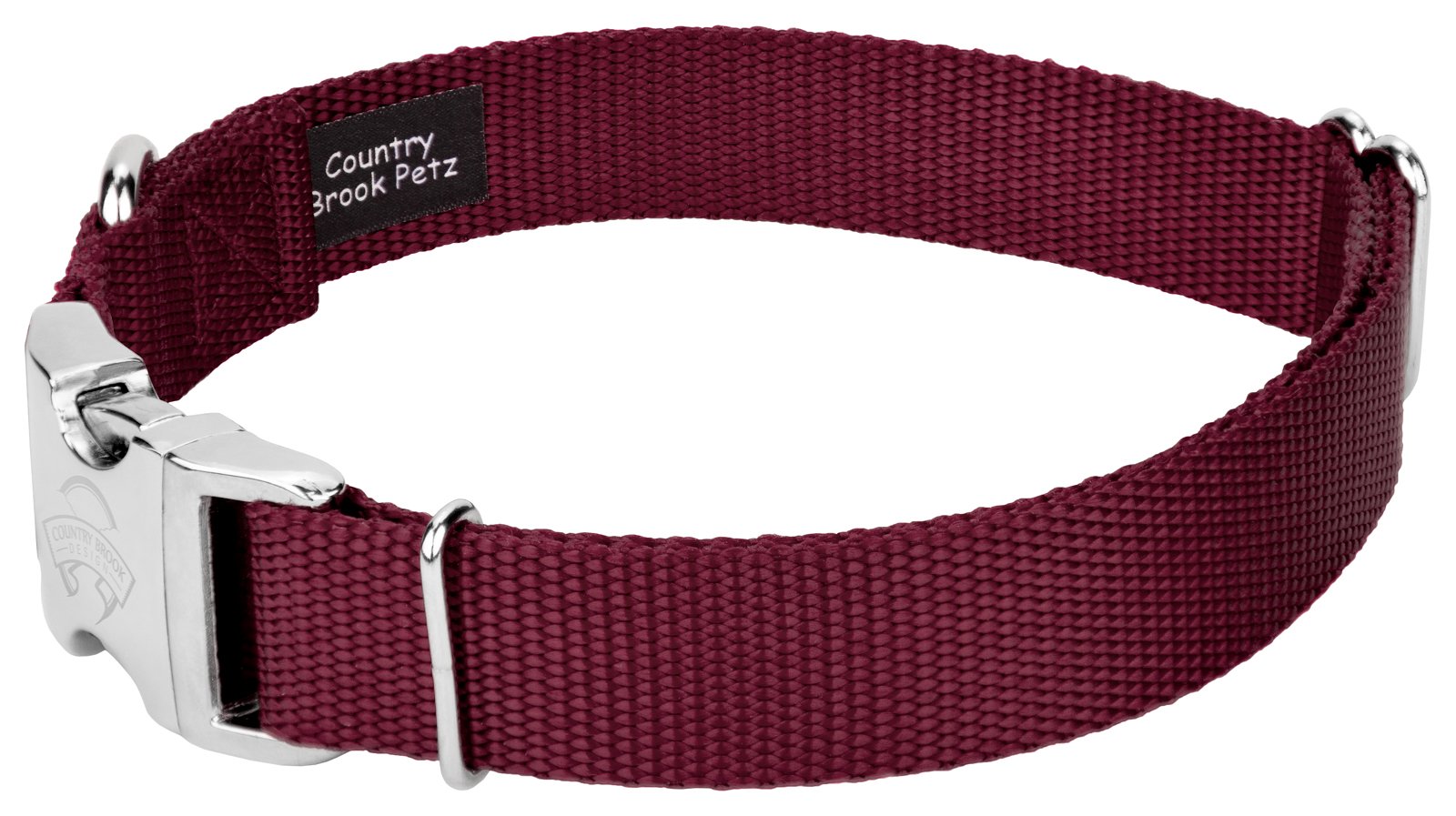 Country Brook Petz Premium Nylon Dog Collar and Leash Set - Adjustable for Small, Medium & Large Dogs, 3/4 Inch Width, Burgundy (30+ Vibrant Colors) - Perfect for Walking, Training & Outdoor Adventures