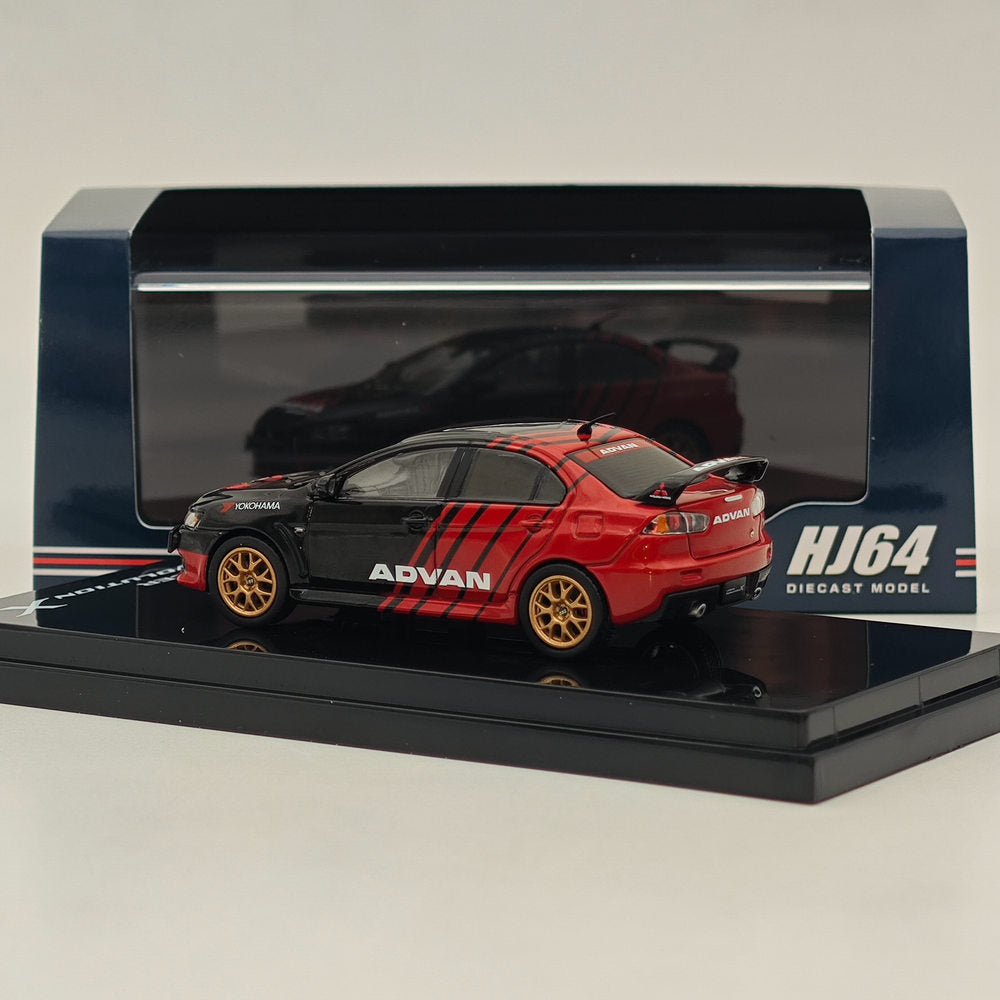 1/64 Scale Mitsubishi Lancer Evolution X Diecast Model Car - Hobby Japan HJ644053AV with Yokohama Advan Colors | Collectible Toy for Display, Racing Enthusiasts & Car Model Collections