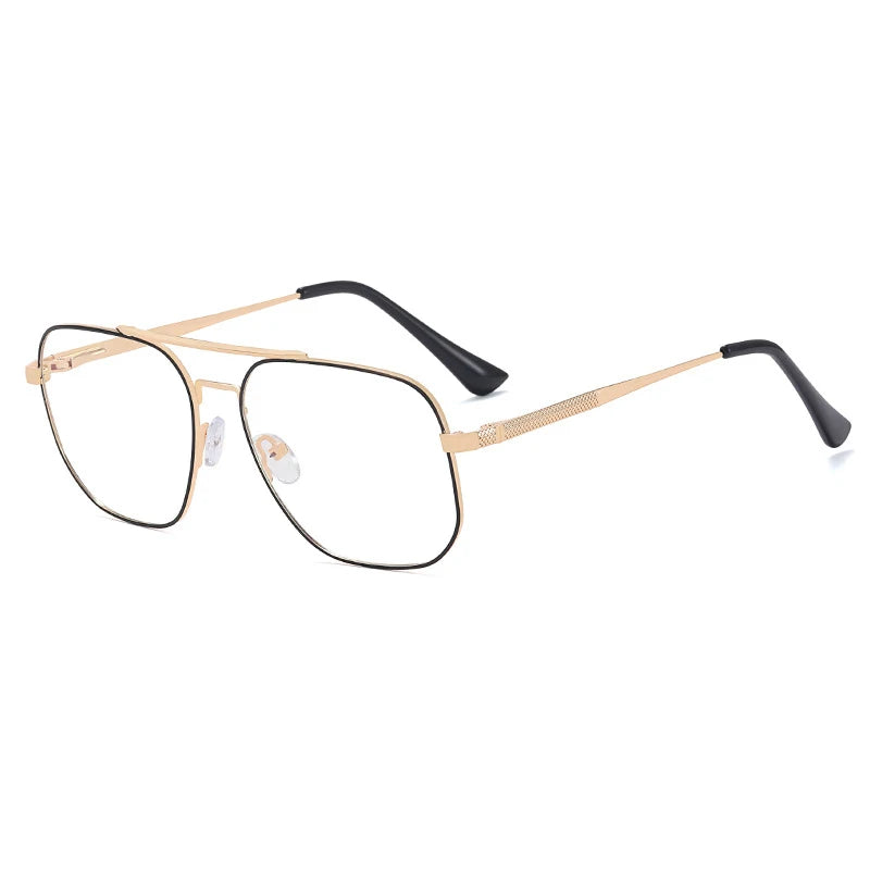 CCspace Unisex Full Rim Large Square Double Bridge Alloy Eyeglasses 57238 - Stylish Lightweight Frame for Men & Women - Perfect for Reading, Work, and Everyday Wear