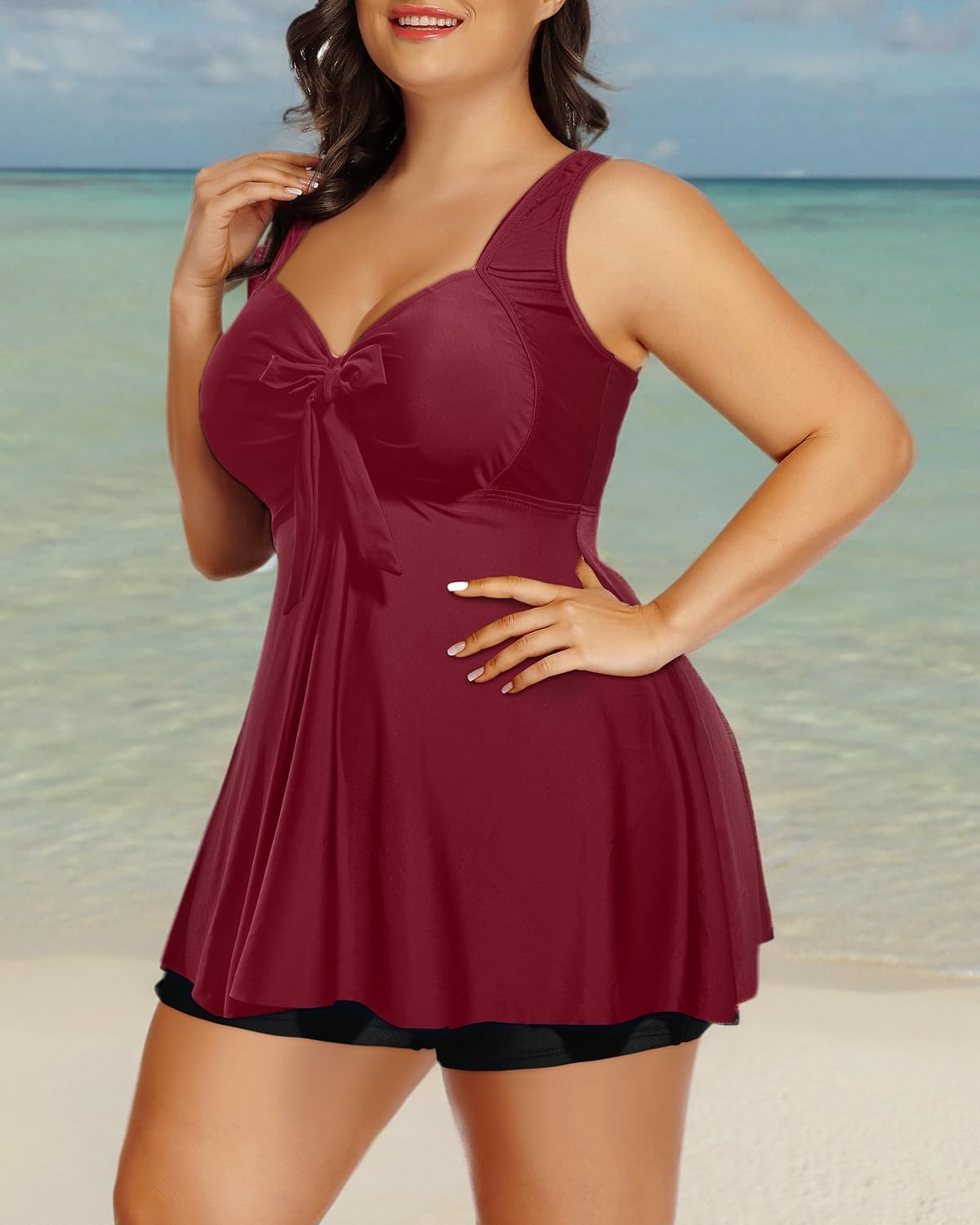 Two Piece Plus Size Tankini Swimsuits for Women - Tummy Control Swim Top with Shorts, Long Flowy Bathing Suits | Perfect for Beach Vacations, Pool Parties & Summer Getaways
