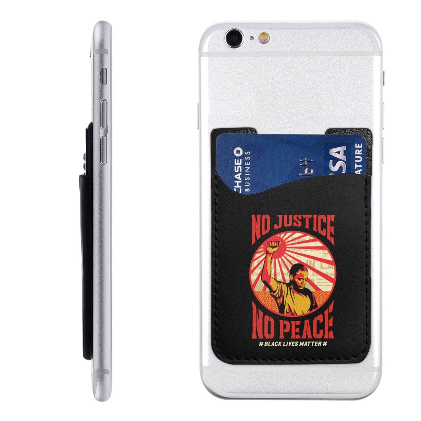 No Justice No Peace Phone Card Holder - Slim Wallet Case for Credit Cards, Business Cards & ID - Compatible with Most Smartphones (Men & Women) - Perfect for Daily Commute, Work & Travel
