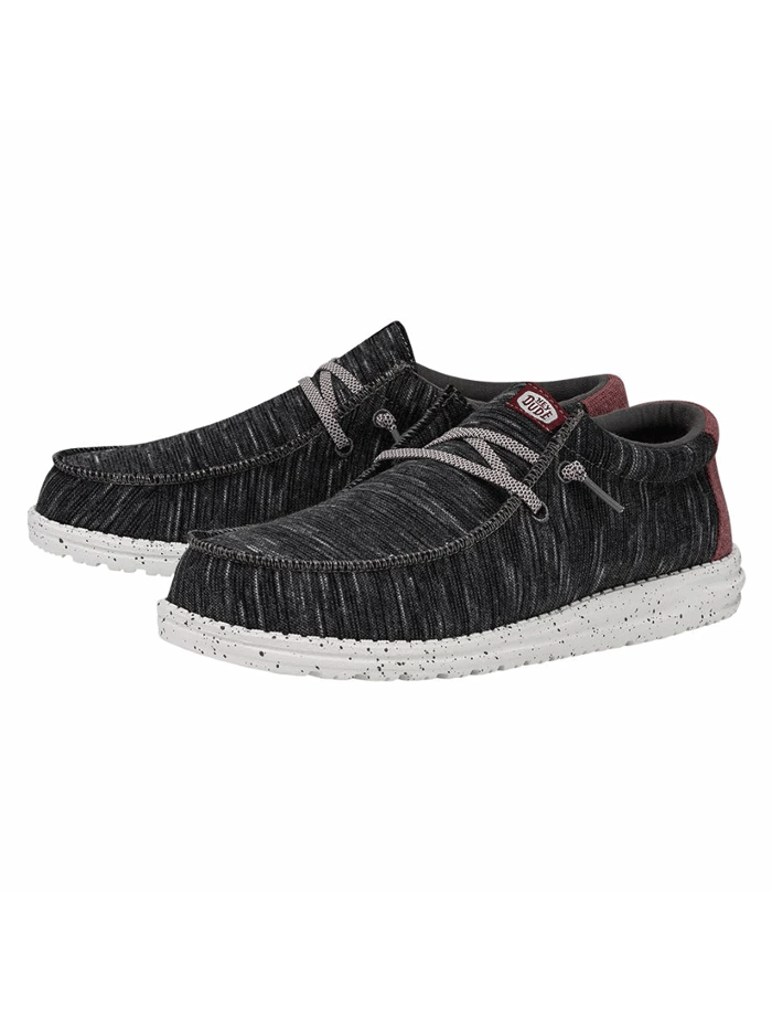 Hey Dude Men's Wally Jersey Slip-On Comfortable Shoes - Black Size 12 | Lightweight Casual Sneakers for Walking, Travel & Everyday Wear