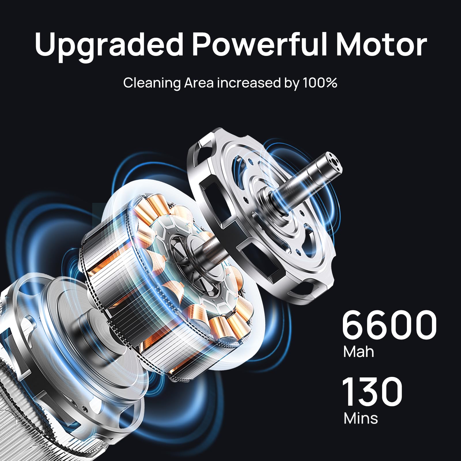 Cordless Robotic Pool Vacuum for Above Ground Pools - Powerful Suction, 130min Runtime, 6600mAh Battery - Cleans Flat Pools Up to 1300 Sq.Ft - Perfect for Backyard, Inground & Residential Swimming Pools