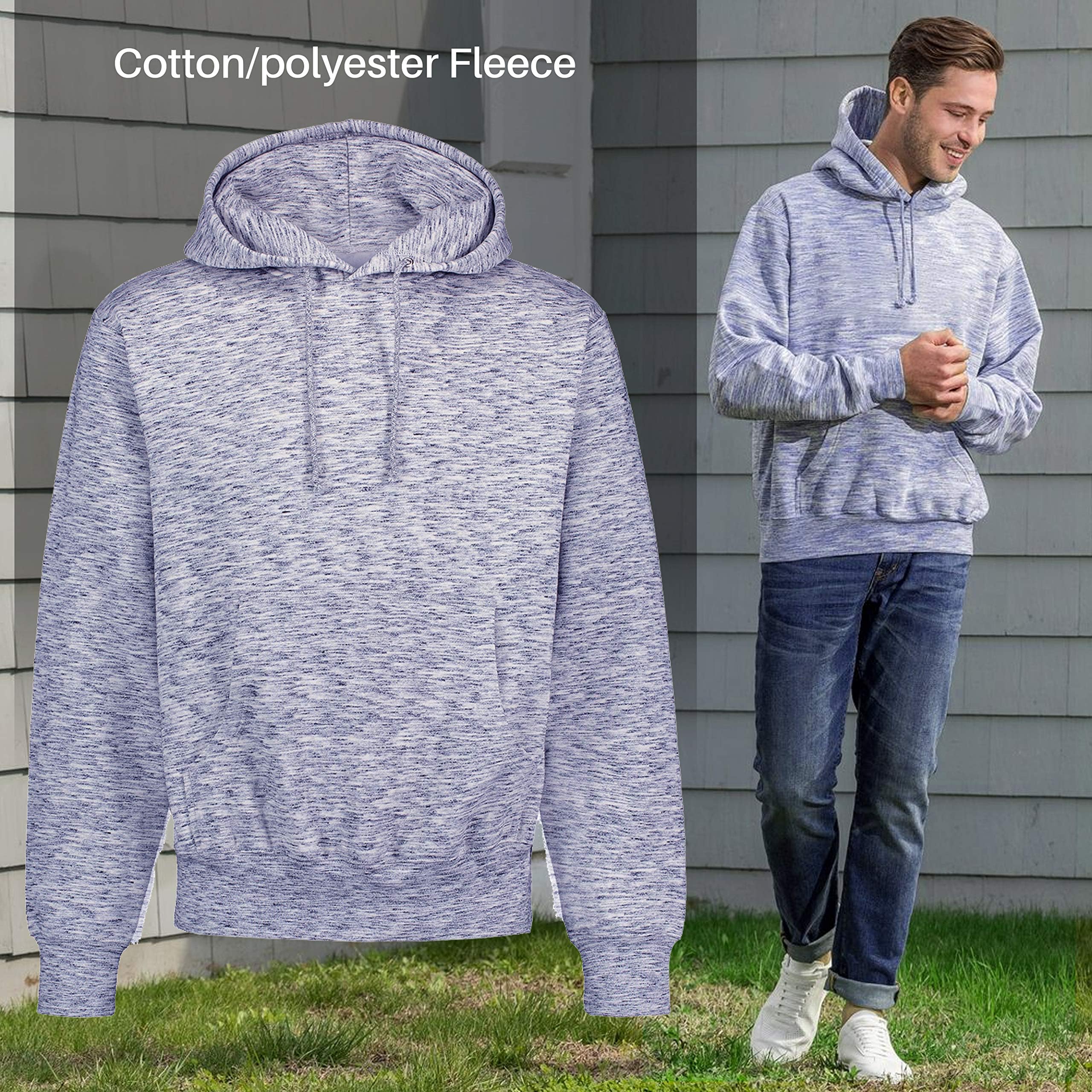 MV Sport Men's Heavyweight Fleece Hoodie - Thick Cotton Pullover Sweatshirt with Drawstring Hood | Perfect for Casual Wear, Gym & Outdoor Activities
