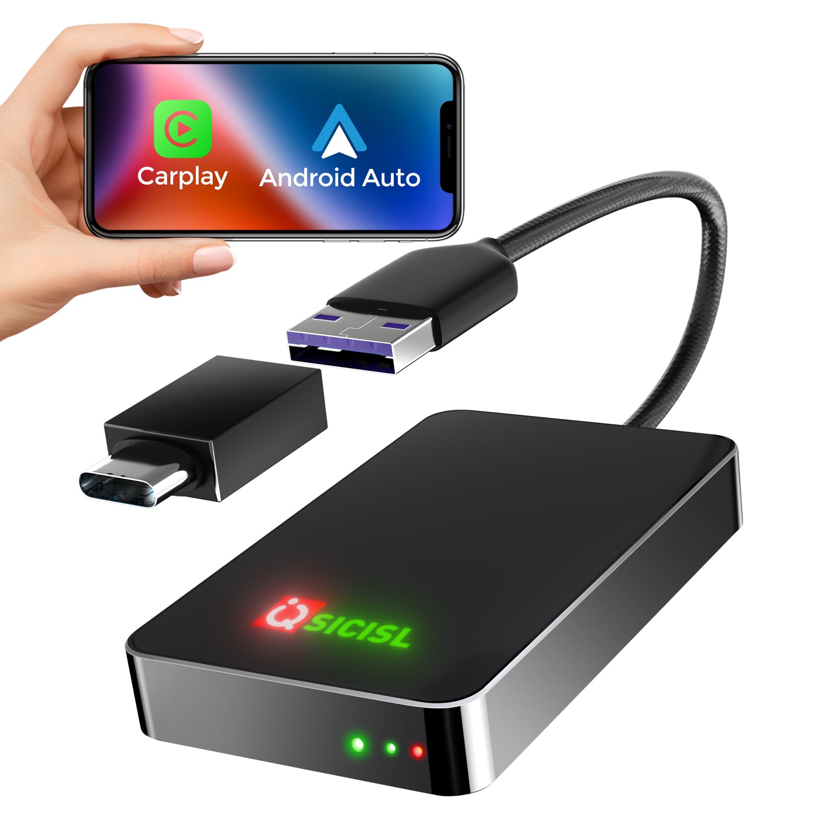 Android 13.0 CarPlay AI Box Streaming 3.0 - 8-Core 3-in-1 Wireless CarPlay & Android Auto Adapter with 4K Support, Google Play Store, Netflix, YouTube, Hulu - Qualcomm 6225, 5G WiFi (8GB+128GB) - Perfect for In-Car Entertainment & Navigation