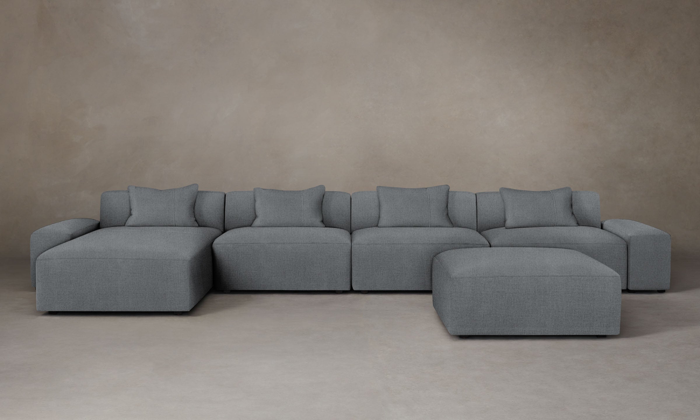 Breuer Modular Sectional Sofa with Performance Mélange Weave Fabric - Modern L-Shaped Couch for Living Room, Night Grey Color - Perfect for Family Gatherings & Movie Nights
