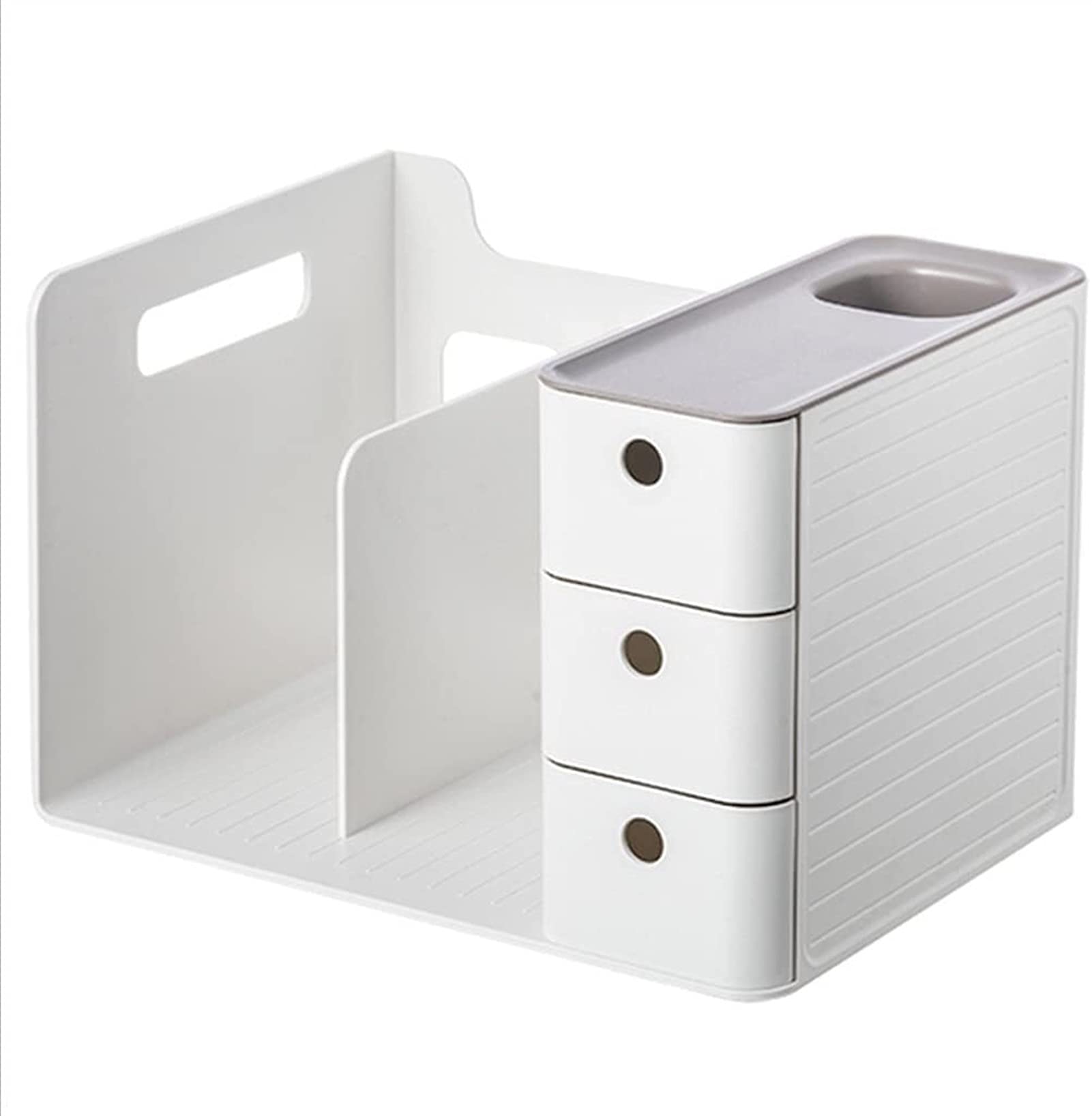 Creative Drawer Bookshelf - 3-Tier Desktop Organizer for Office & Student Study, Stationery Storage Box (Grey, 29x21x19cm) - Perfect for Home, Office & Dorm Organization