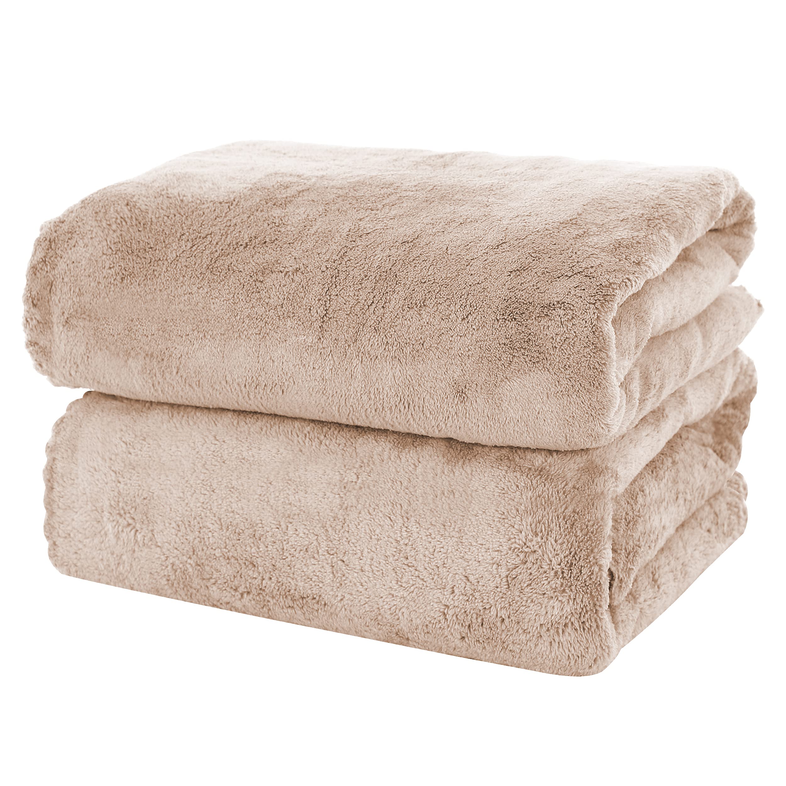 MOONQUEEN 2 Pack Premium Quick Dry Microfiber Coral Velvet Bath Towels - Super Absorbent, Soft & Lightweight - Perfect for Bathroom, Shower, Gym, Yoga, Spa & Travel - Brown Luxury Towel Set