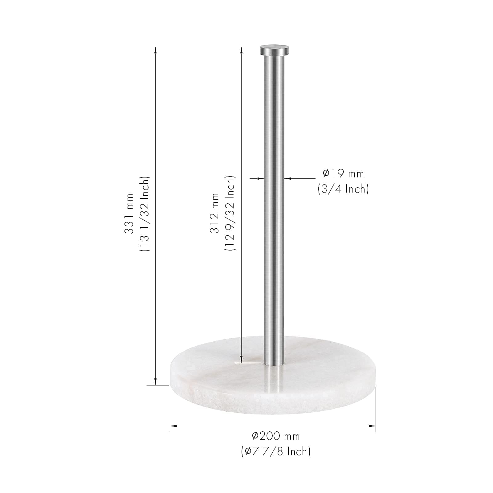 KES Natural Marble Toilet Paper Holder & Kitchen Paper Towel Stand Set - Brushed Nickel Finish (BPH284S1-2 + KPH100-2) | Bathroom & Kitchen Organization | Perfect for Modern Homes and Luxury Spaces