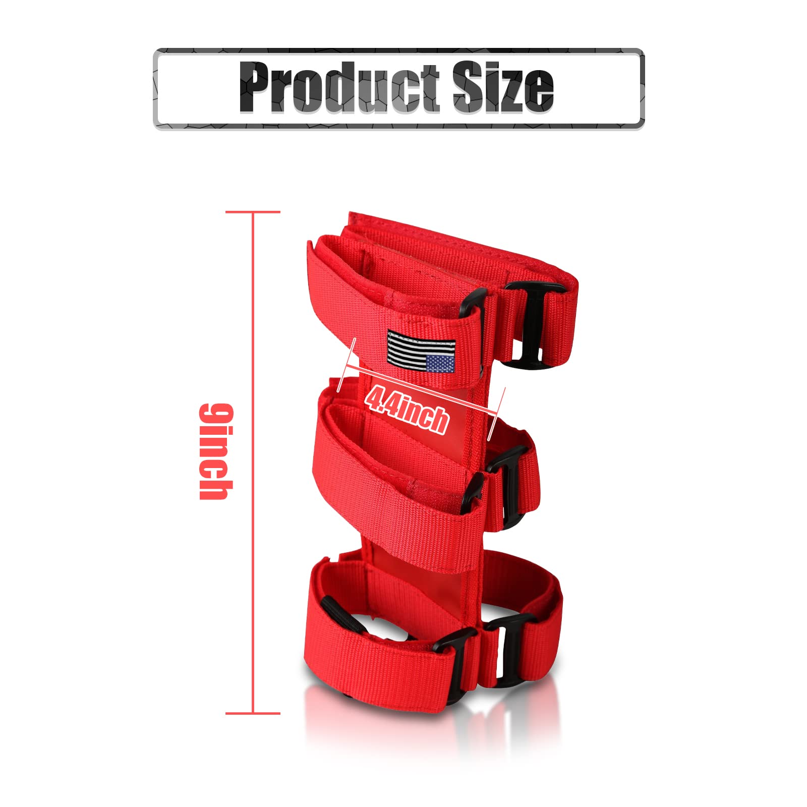 Universal Fire Extinguisher Holder for Jeep Wrangler 1965-2022 JK JKU TJ CJ Gladiator - Adjustable Roll Bar Mount with American Flag Design - Heavy Duty Fire Safety Strap (Black) - Perfect for Off-Roading, Camping & Emergency Preparedness