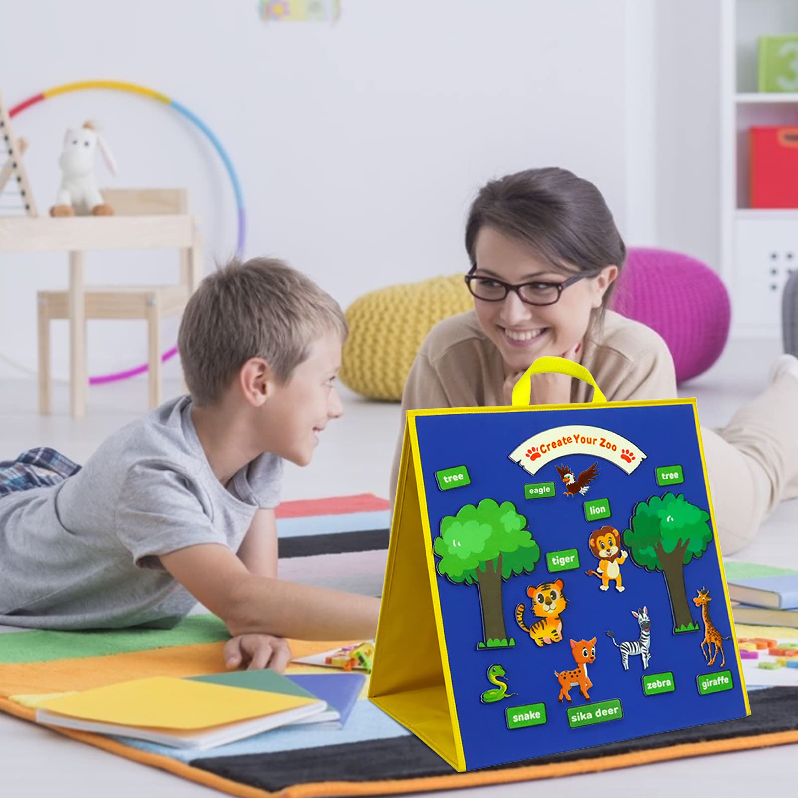 Double-Sided Felt Teaching Board 17x17 Inch - Classroom & Homeschool Learning Aid for Kids