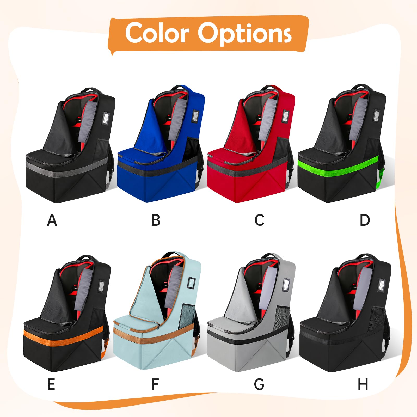 YOREPEK Padded Car Seat Travel Backpack for Airplane - Heavy Duty Gate Check Bag for Air Travel with Extra Protection (Orange) | Perfect for Family Vacations, Road Trips & Airport Security Checks