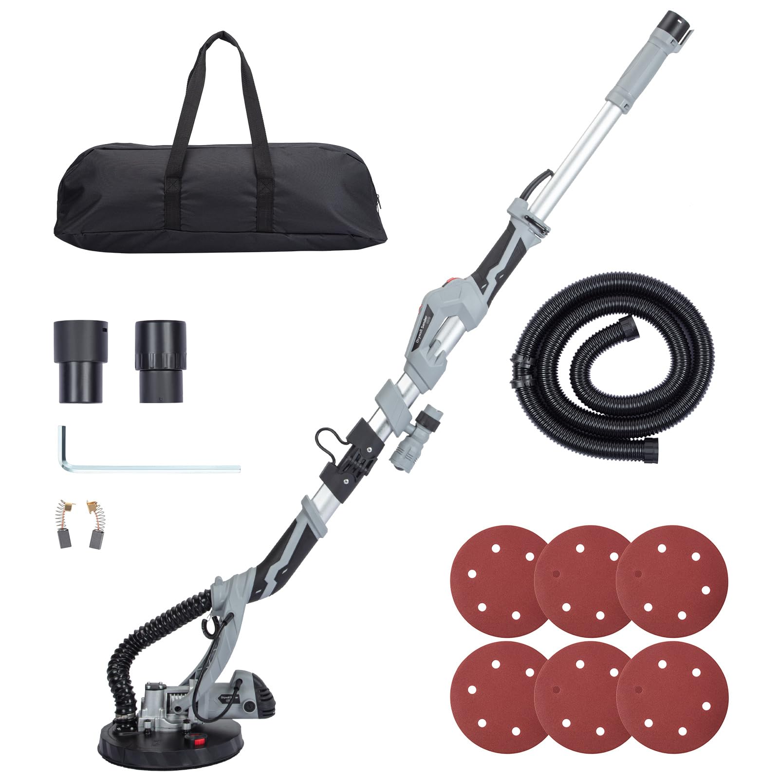 710W Electric Drywall Sander with 6 Sanding Discs - Variable Speed 800-1700 RPM Wall Sander, 6.6ft Dust Hose, LED Lights & Extendable Handle - Perfect for Home Renovation, Drywall Repair and Professional Construction Projects