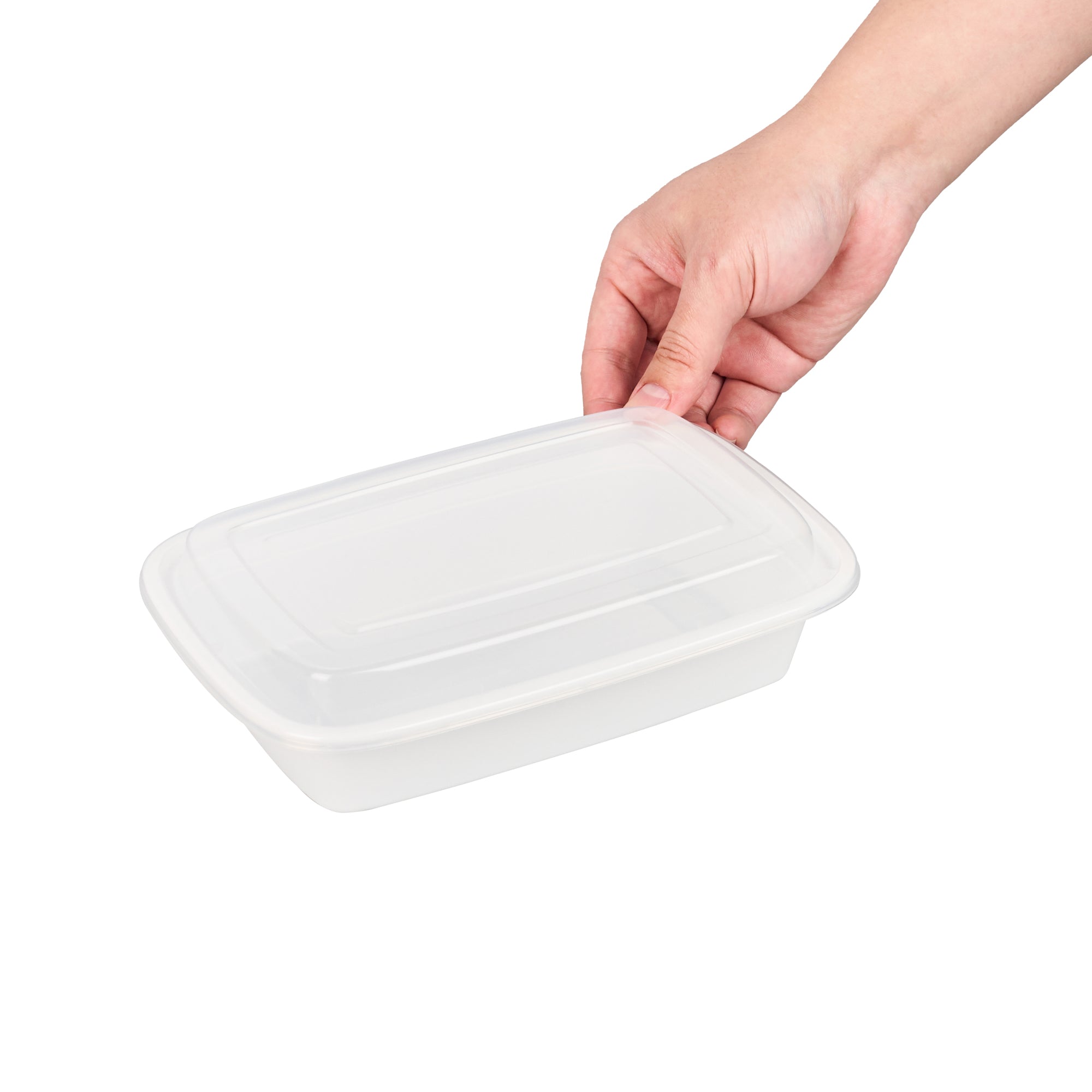 24 oz Rectangle White Plastic To Go Containers with Clear Lids - 50 Pack, Microwave Safe Food Storage (8