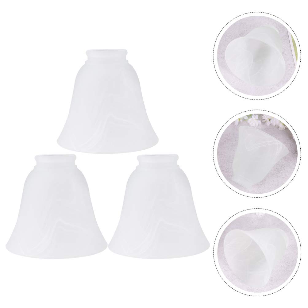 DOITOOL 3-Pack Frosted Glass Bell Chandelier Shades - E27 Interface Lamp Covers for Ceiling Fan Lights, Wall Lights & Pendant Fixtures - Elegant Lighting for Living Room, Bedroom & Dining Room Decor
