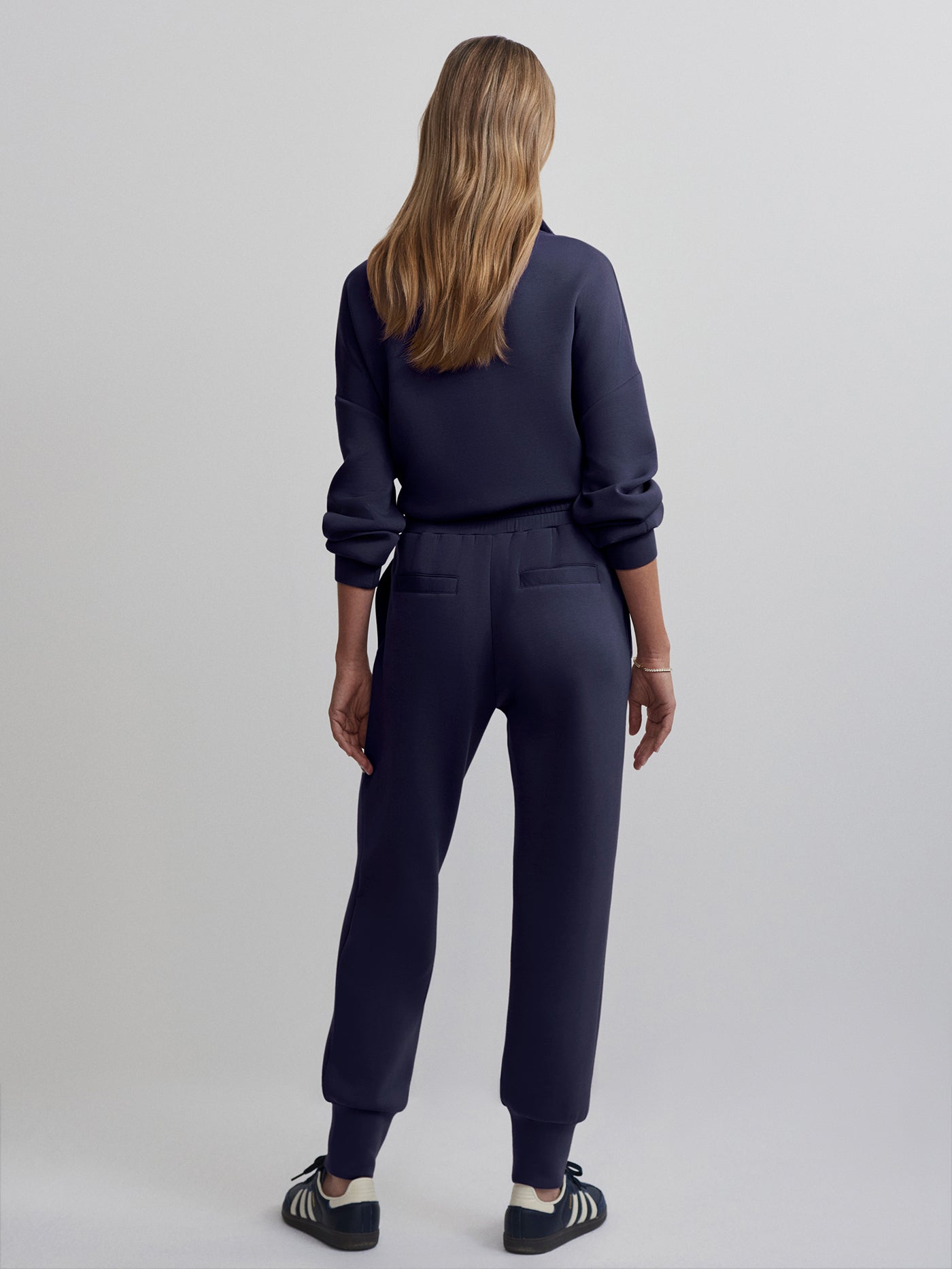 Varley The Slim Cuff Pant 25 - Women's High Waist Tapered Ankle Pants in Blue Nights for Work, Office & Casual Wear