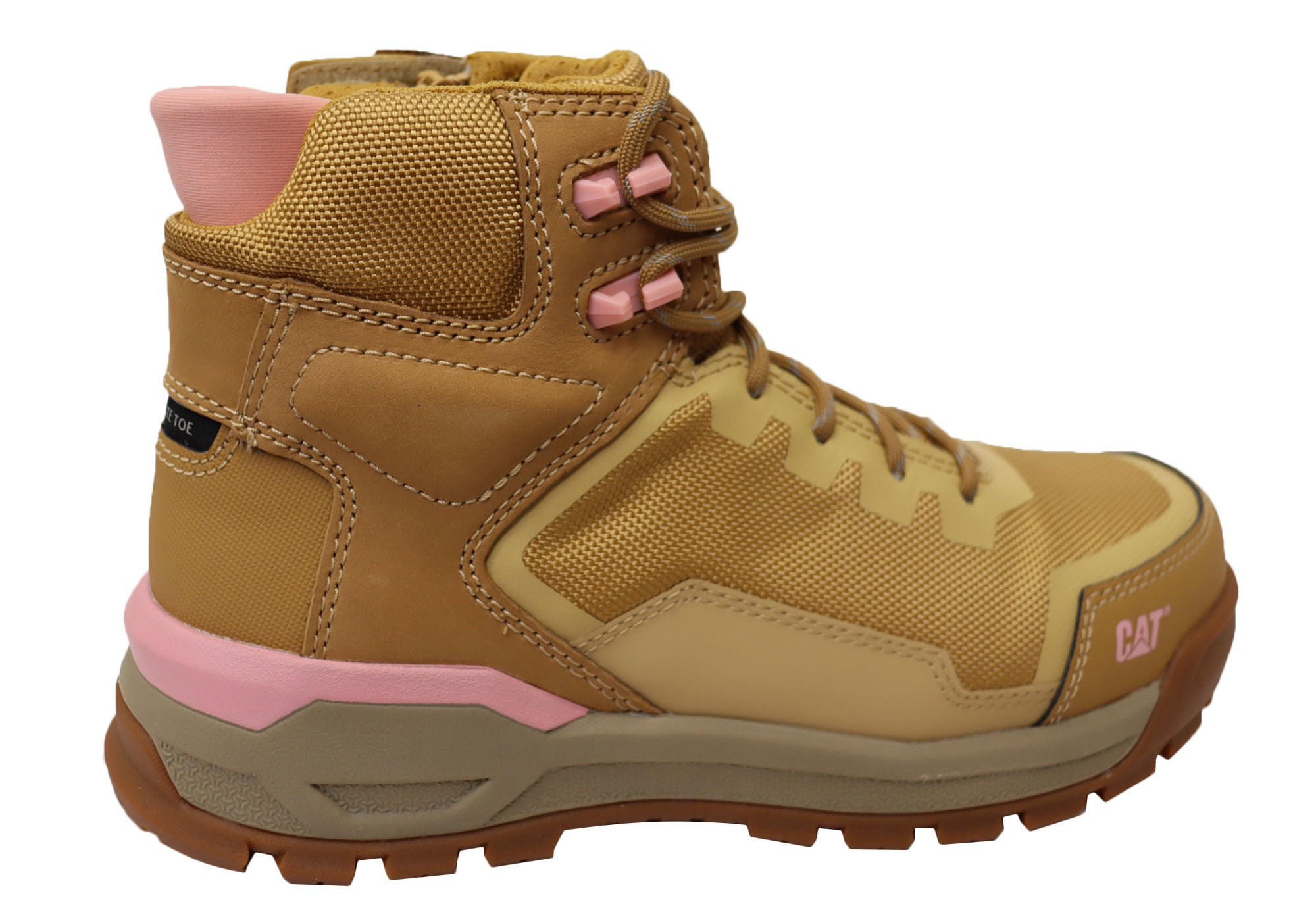 Caterpillar Women's Leather Composite Toe Work Boots - Steel Toe Safety Shoes for Construction, Warehouse & Outdoor Work