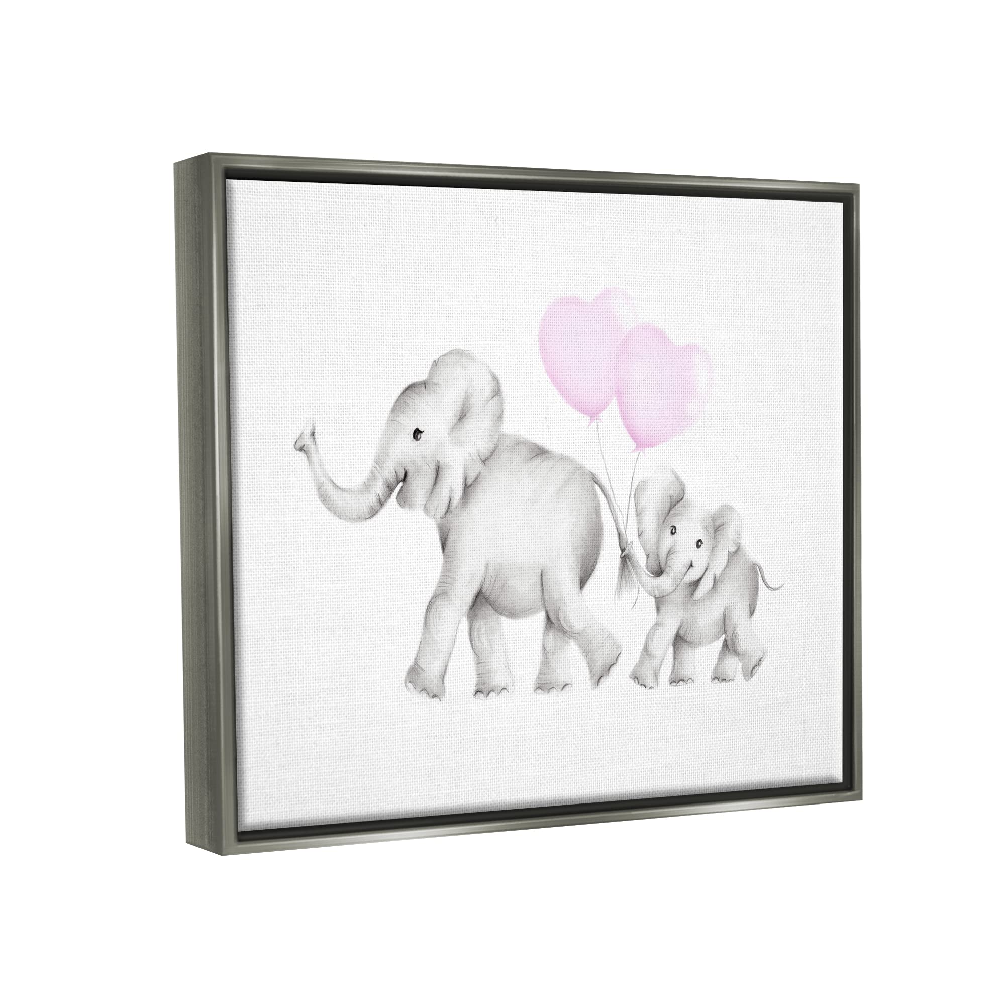 Stupell Industries Mama and Baby Elephants Wall Art - Nursery Decor, Baby Shower Gift, Kids Room Painting by Studio Q | Perfect for Elephant-Themed Nursery, Children's Bedroom & Playroom Decor