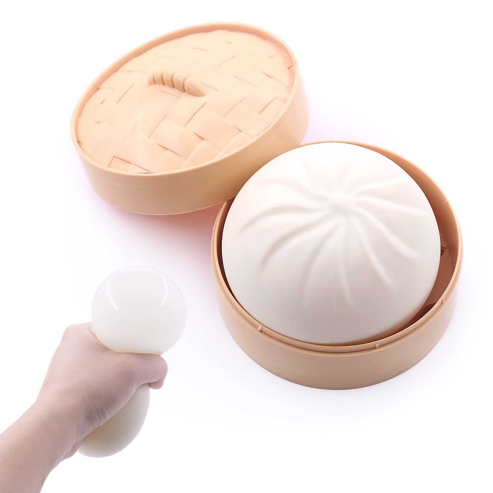 Squishy Dumpling Stress Ball Toy - Soft TPR Fingertip Sensory Toy with Dough-Like Filling for Stress Relief & ADHD - Fun Squishy Balls for Kids & Adults - Perfect for Classroom Prizes, Party Favors, Office Desk Toys, and Anxiety Relief Gifts