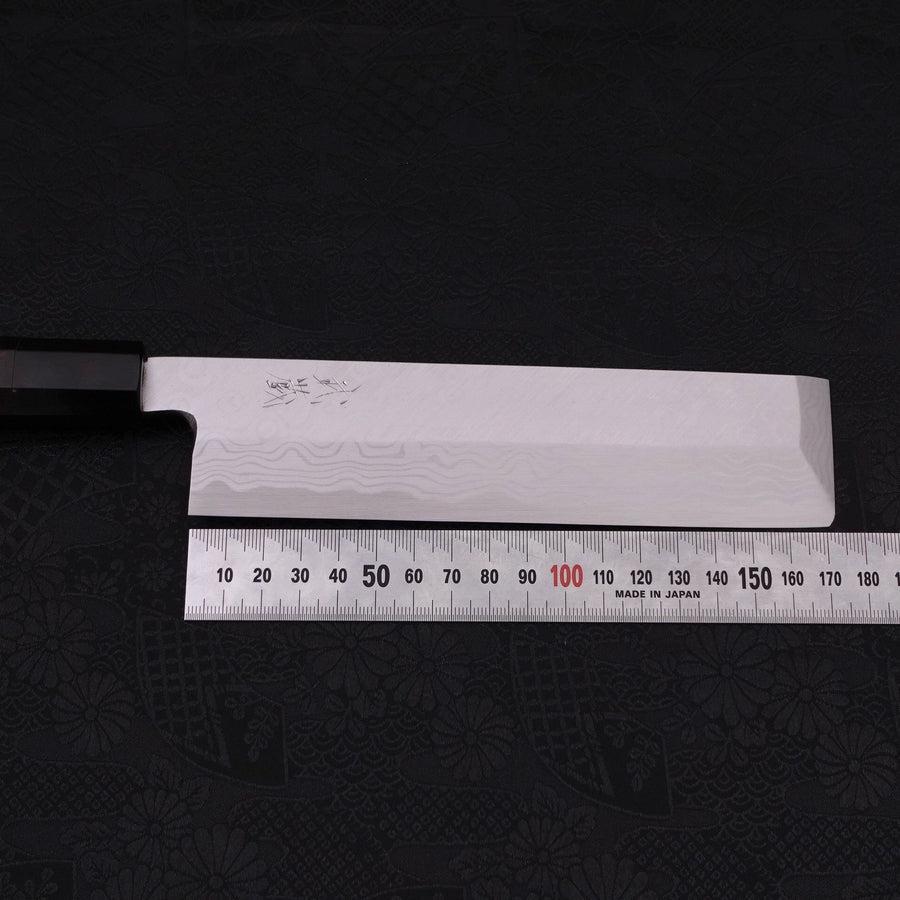 Premium Japanese Usuba Knife - Blue Steel #2 Suminagashi with Buffalo Ebony Handle (180mm) - Professional Chef's Knife for Sushi, Vegetables & Precision Cutting
