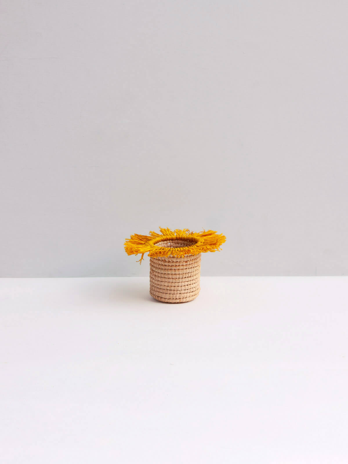 Stylish Yellow Raffia Tassel Storage Pots - Handwoven Decorative Baskets for Home Organization | Perfect for Bathroom, Bedroom & Living Room Decor