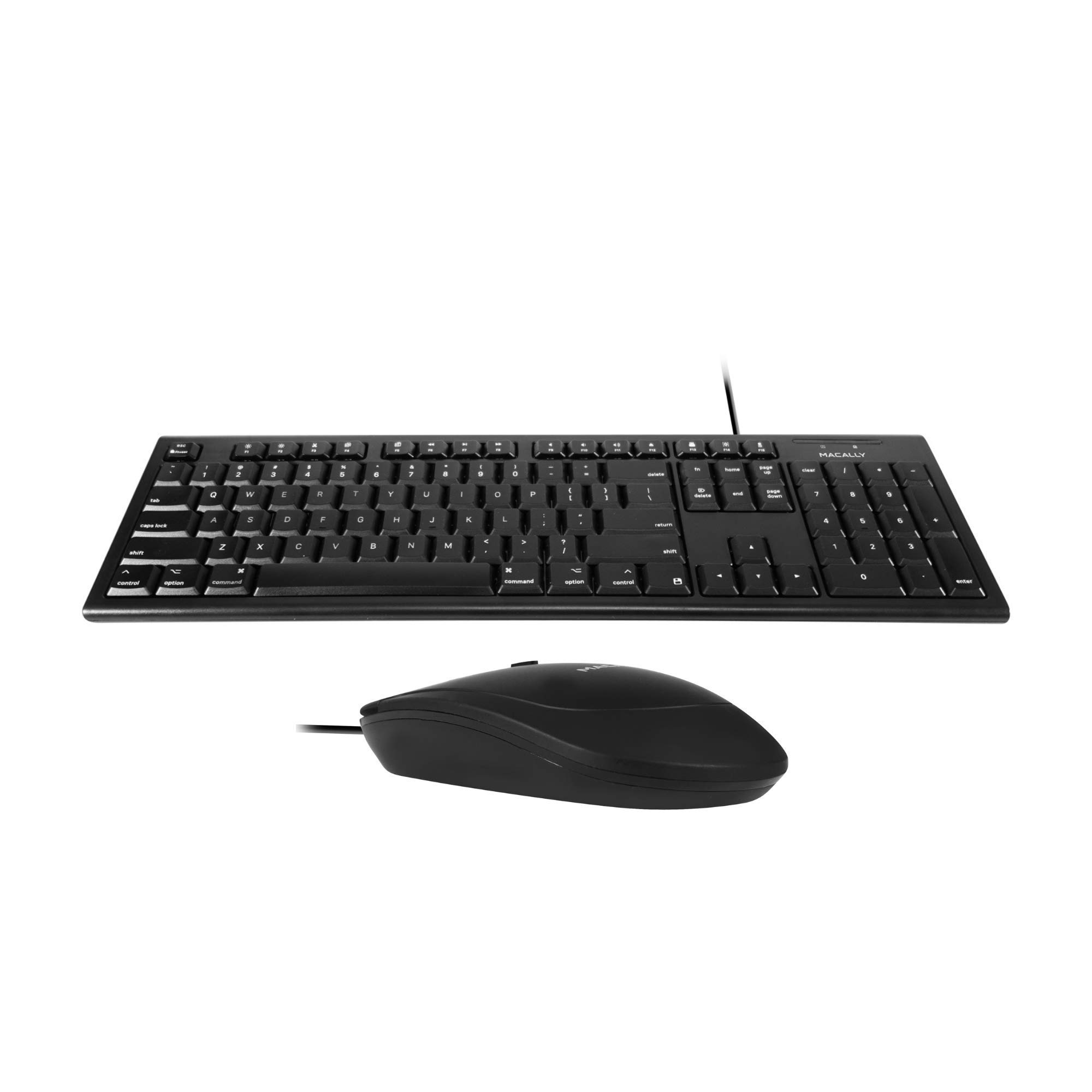 Macally Mac Wired Keyboard and Silent Wired Mouse Combo - Ergonomic USB Keyboard & Quiet Click Mouse for MacBook, iMac - Perfect for Office, Home & Gaming Setup