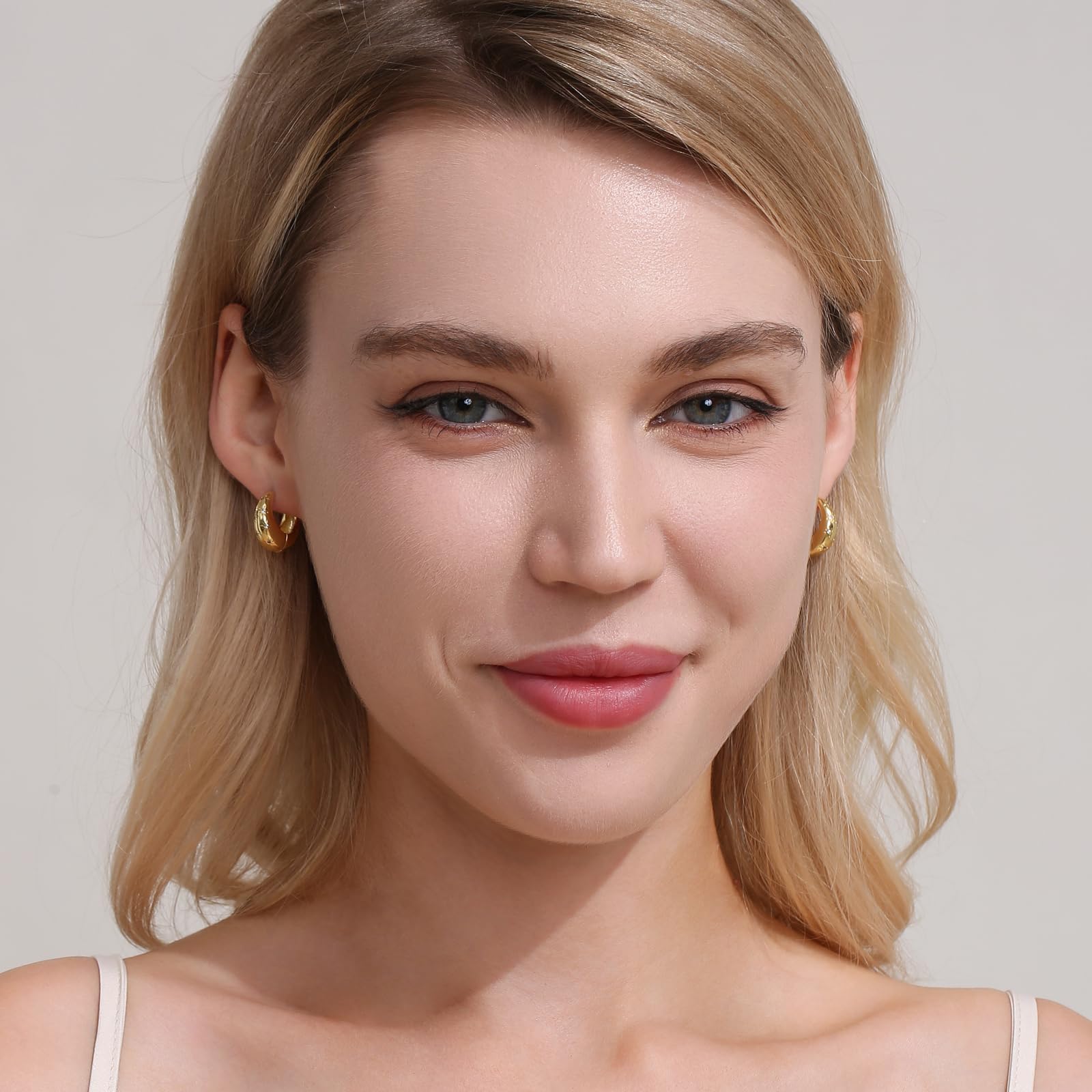 14K Gold Plated Mini Hoop Earrings for Women - CZ Gemstone Studded Elegant Hoop Earrings | Perfect for Everyday Wear, Parties & Special Occasions