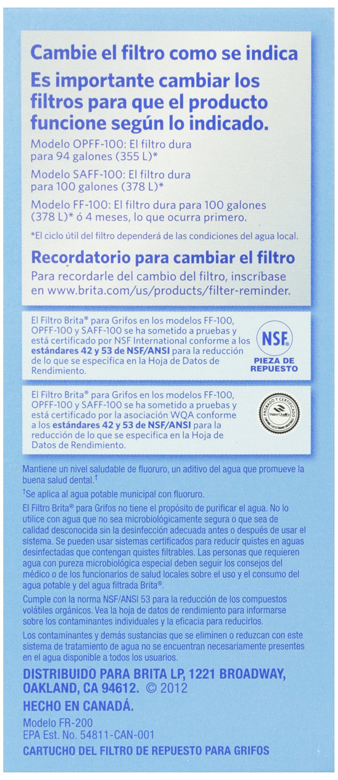 Brita 42401 On Tap Faucet Water Filter Replacement Cartridge - 1 Pack, Blue/White - Clean Drinking Water for Kitchen, Office & RV Use