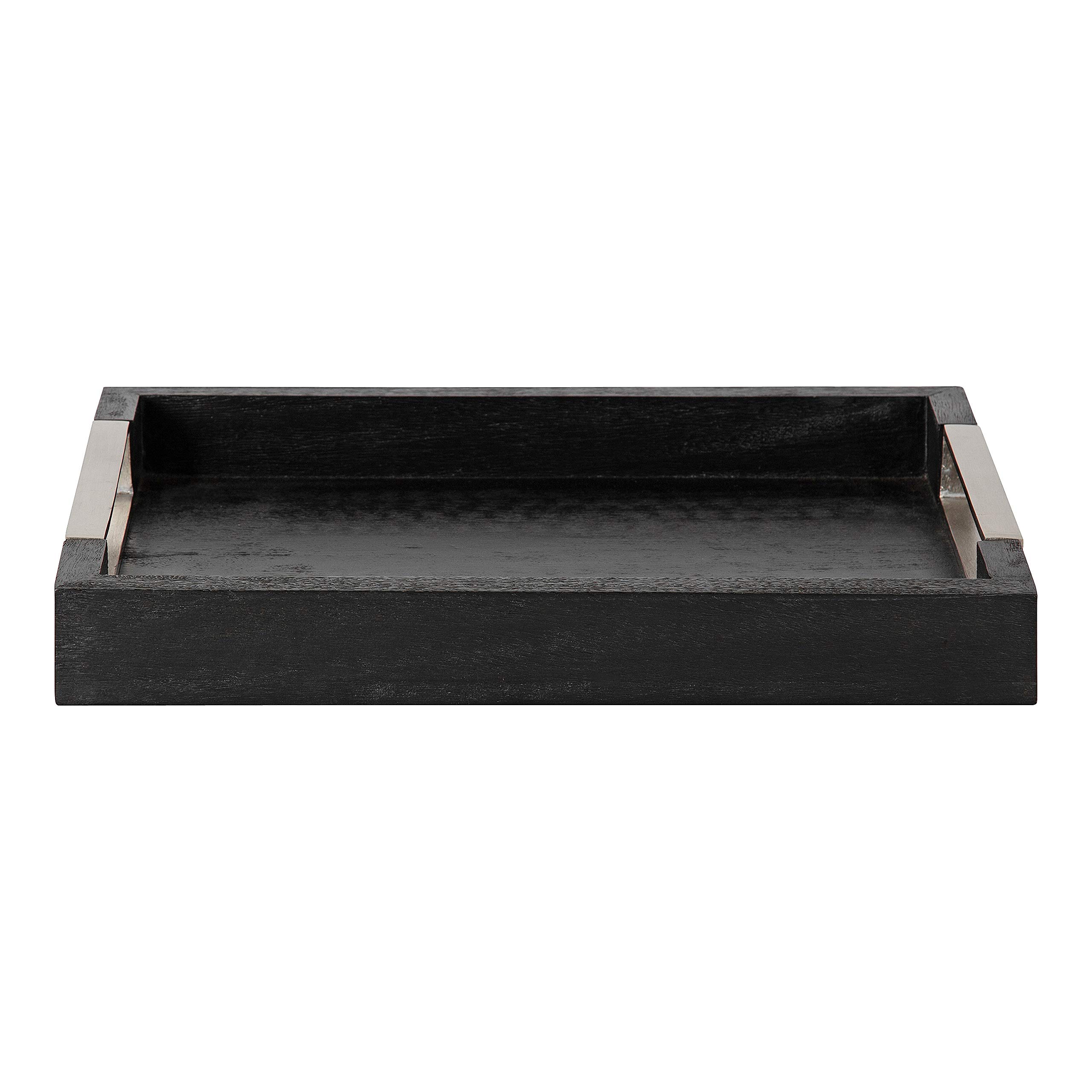 Kate & Laurel Heller Modern Black Wooden Tray - 12x16 Inch Rectangular Storage & Display Tray - Perfect for Home Decor, Coffee Table Centerpiece, and Organization