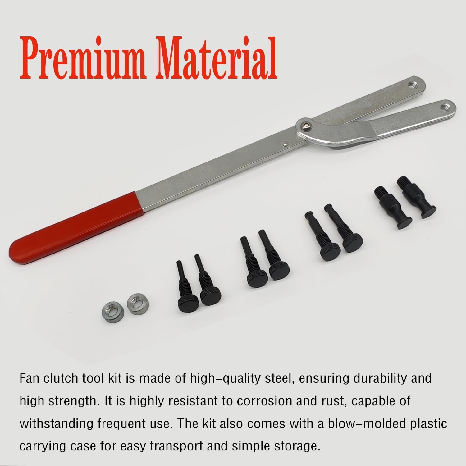 11-Piece Universal Camshaft Pulley Wrench Set - Fan Clutch Removal Tool Kit with Interchangeable Pins, Adjustable Jaw Spreader & Alignment Repair Tools for Automotive Engine Maintenance & DIY Car Repairs