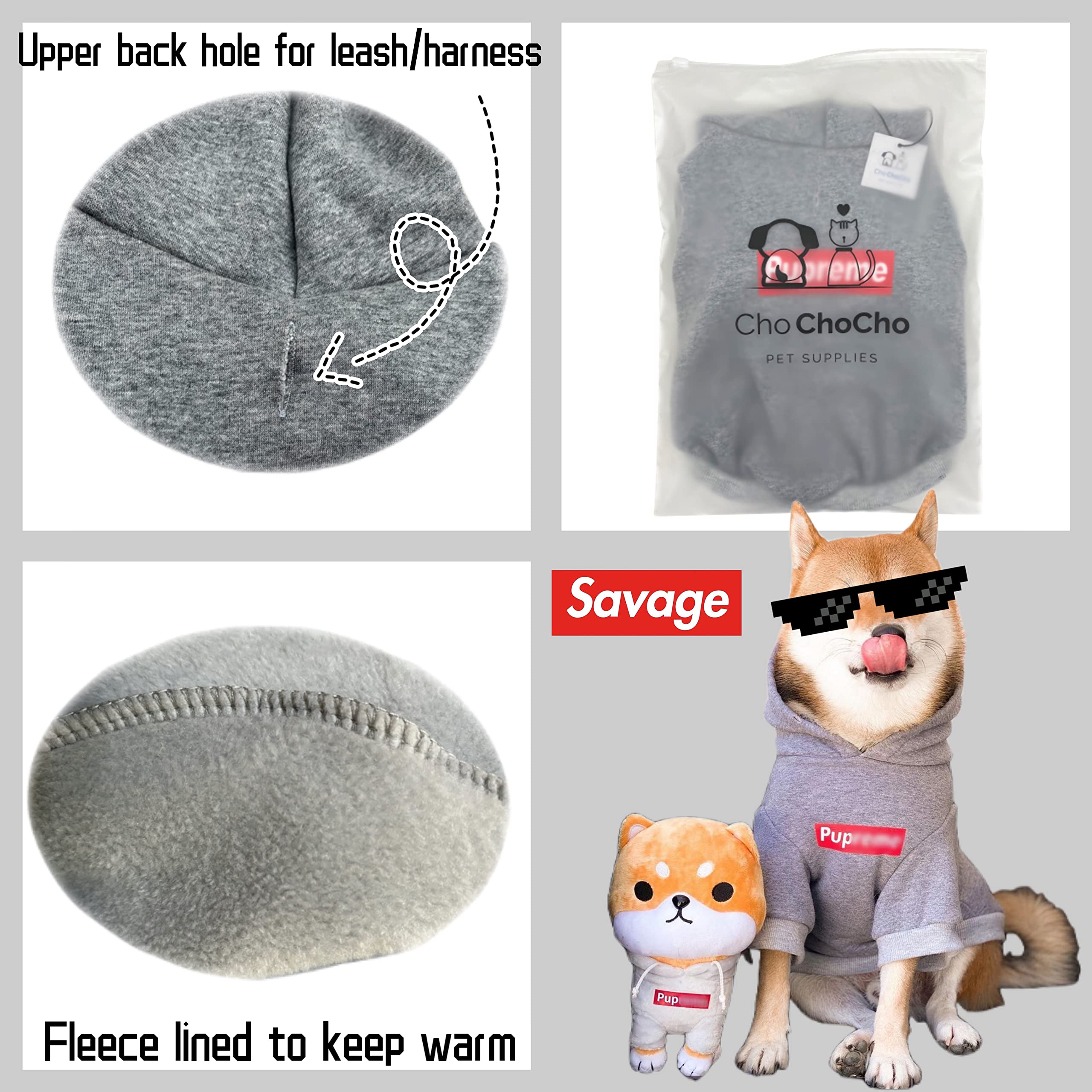 ChoChoCho Pup Dog Hoodie - Stylish Cotton Pet Sweater for Small, Medium, Large Dogs & Cats (4XL) - Cozy Streetwear Outfit for Winter Walks & Indoor Comfort
