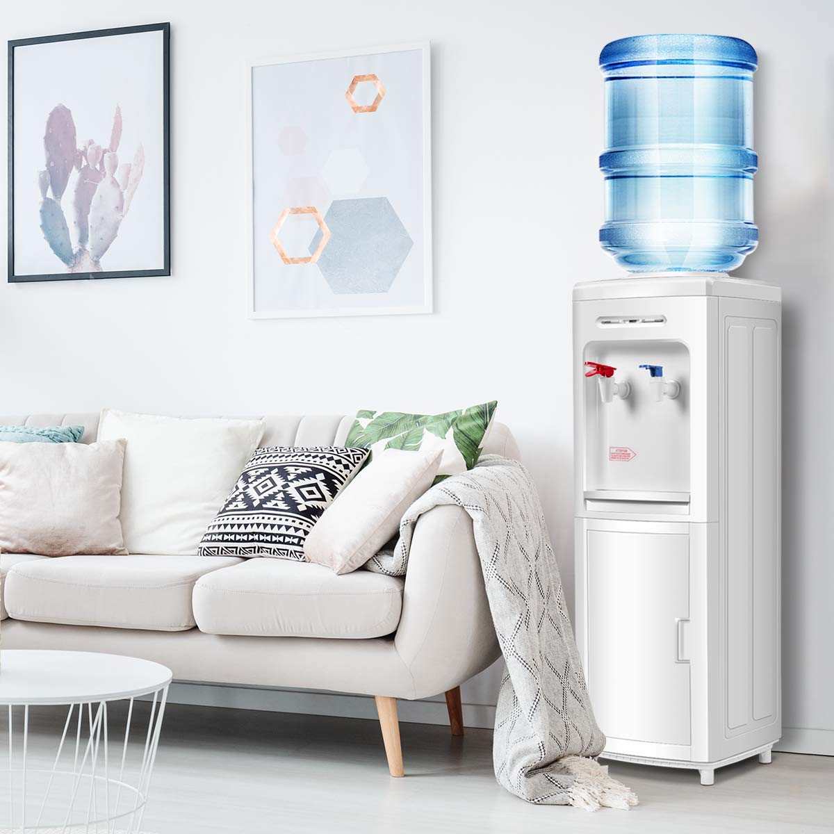 Adjustable Temperature Water Dispenser - Hot & Cold Water Dispenser for Home, Office, Kitchen - White | Perfect for Coffee, Tea & Instant Meals