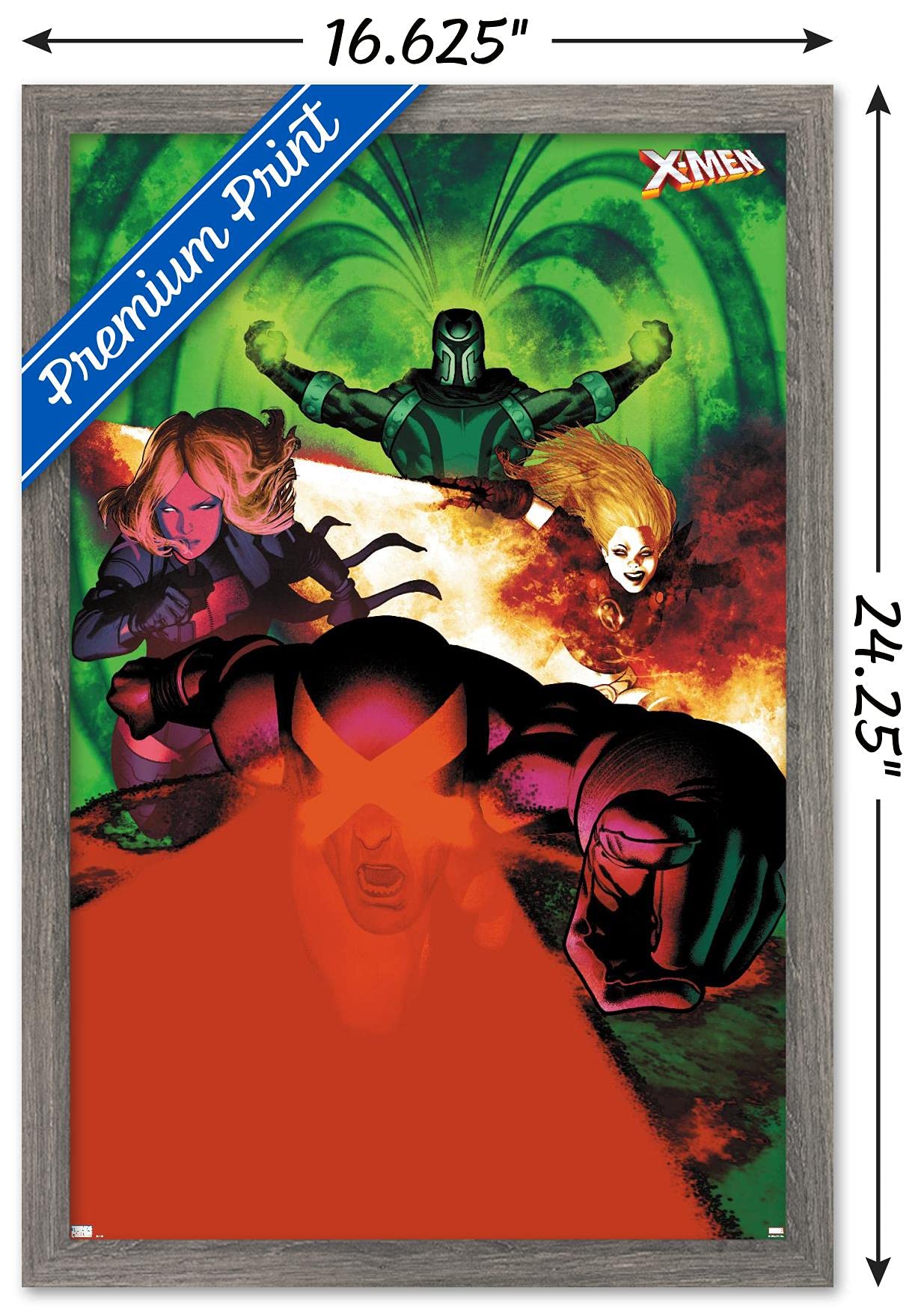 Marvel Comics X-Men Wall Poster - Emma Frost, Magneto, Magik & Cyclops | 22.4x14.7 Inches Framed Art Print | Perfect for Home Decor, Office & Comic Book Fan Gifts