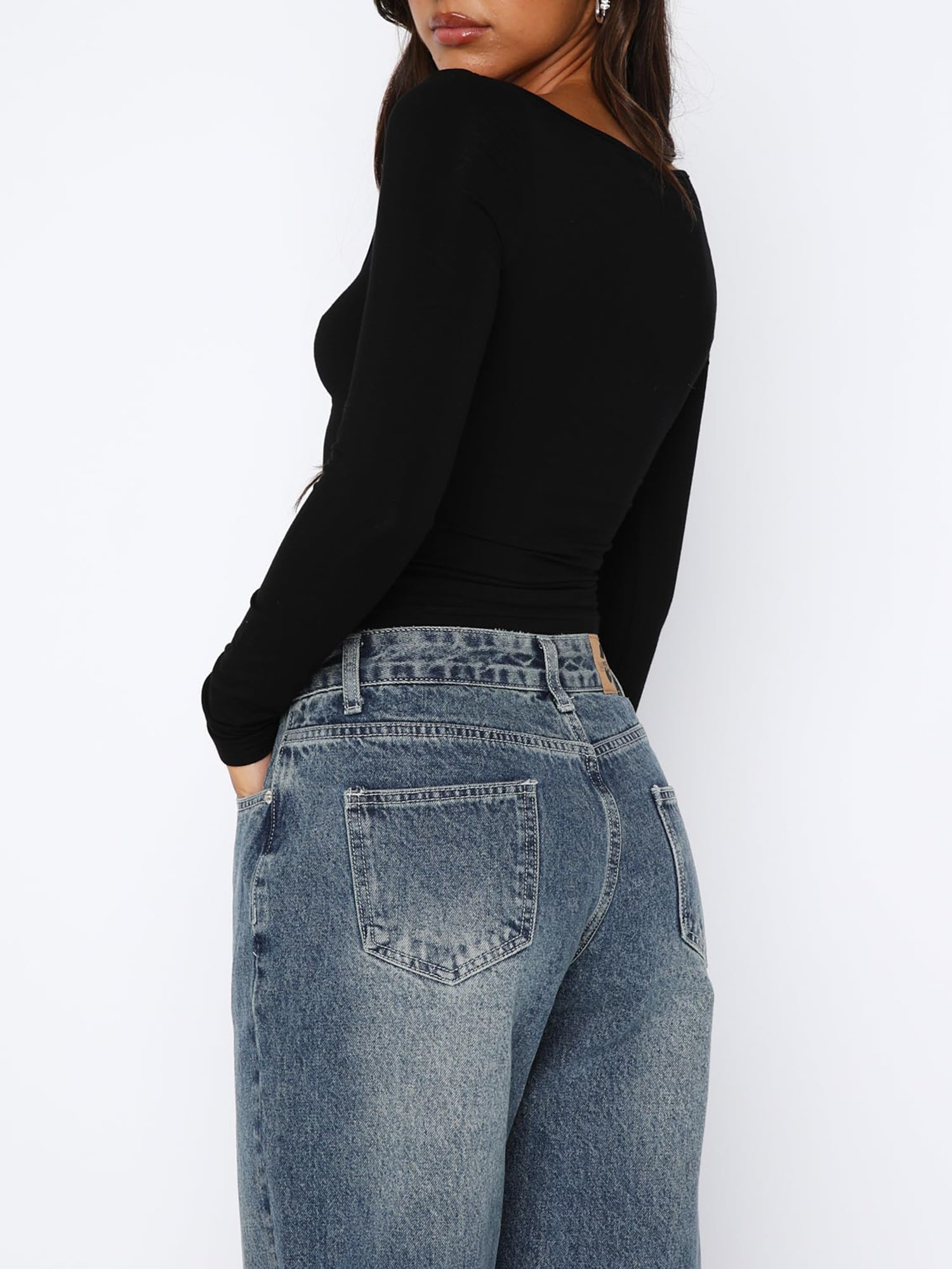 ForeFair Women's Sexy Long Sleeve Bustier Top with Sweetheart Neck & Pleated Detail - Y2K Cropped Shirt for Clubbing, Date Night & Party Outfits