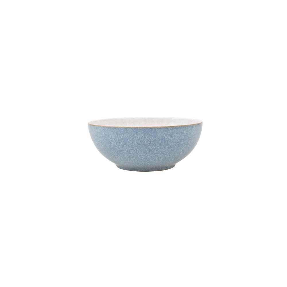 Denby Elements Blue & White Ceramic Cereal Bowls Set of 4 - 17cm (820ml) Microwave & Dishwasher Safe Stoneware - Crack Resistant Soup & Salad Bowls for Breakfast, Dining & Kitchen Use