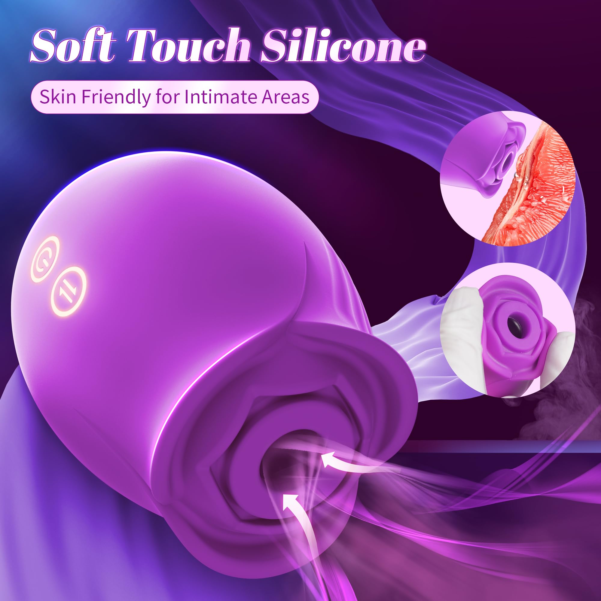 Premium Rose Dildo Vibrator - 18 Powerful Sucking & Vibration Modes for Women, Clitoral & Nipple Stimulation | G-Spot Vibrator for Couples Play | Waterproof Adult Toy for Solo & Partner Use in Bedroom, Travel & Romantic Nights