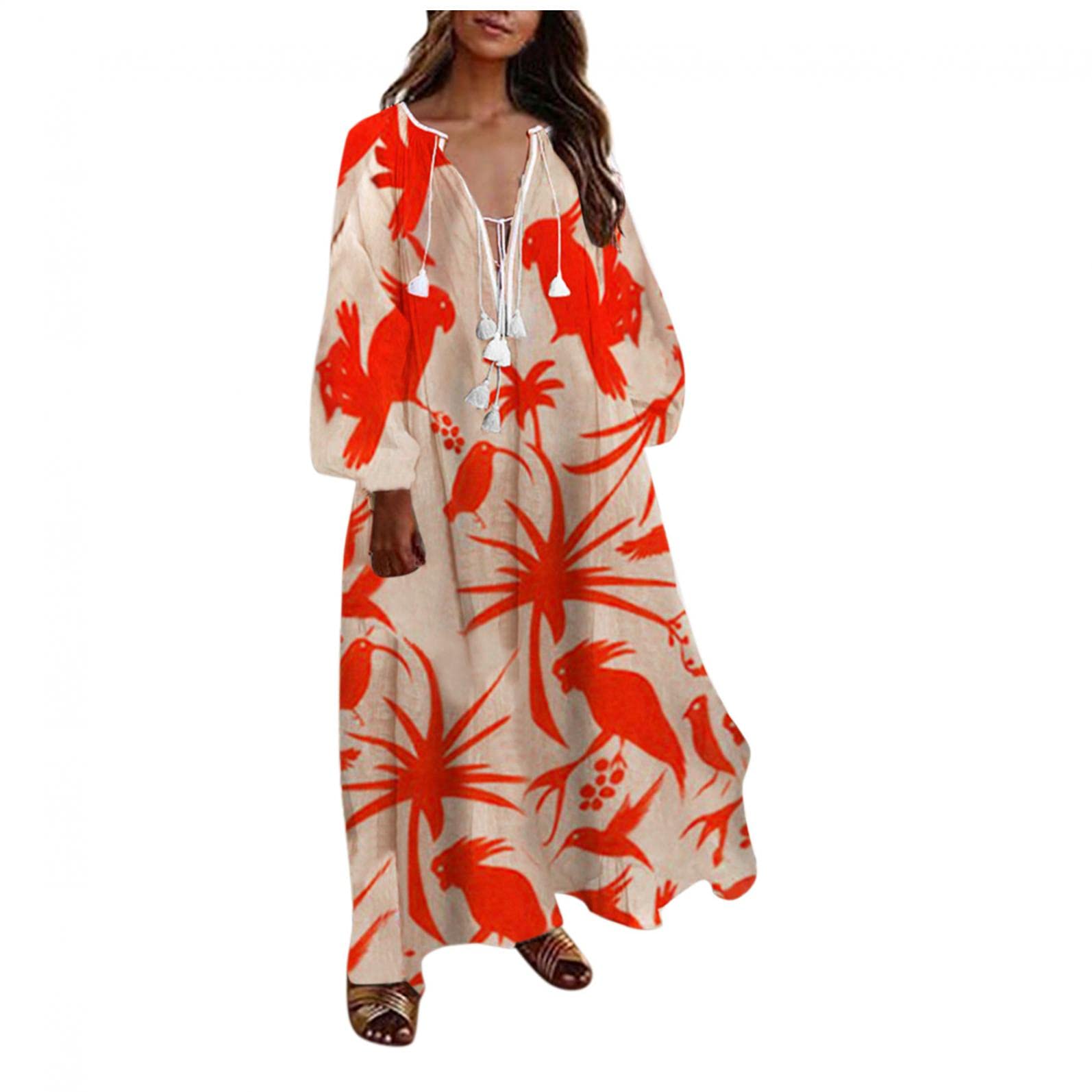 Plus Size Floral Maxi Dress for Women - Loose Bohemian Summer Beach Dress - Oversized Flowy Long Dress for Casual Wear, Vacations & Outdoor Events